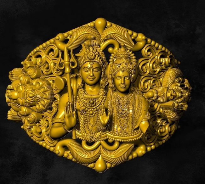 siva parvathi ganesh ayyappa kumara swami ring 3D print model_4