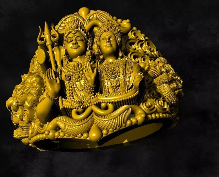 siva parvathi ganesh ayyappa kumara swami ring 3D print model_0