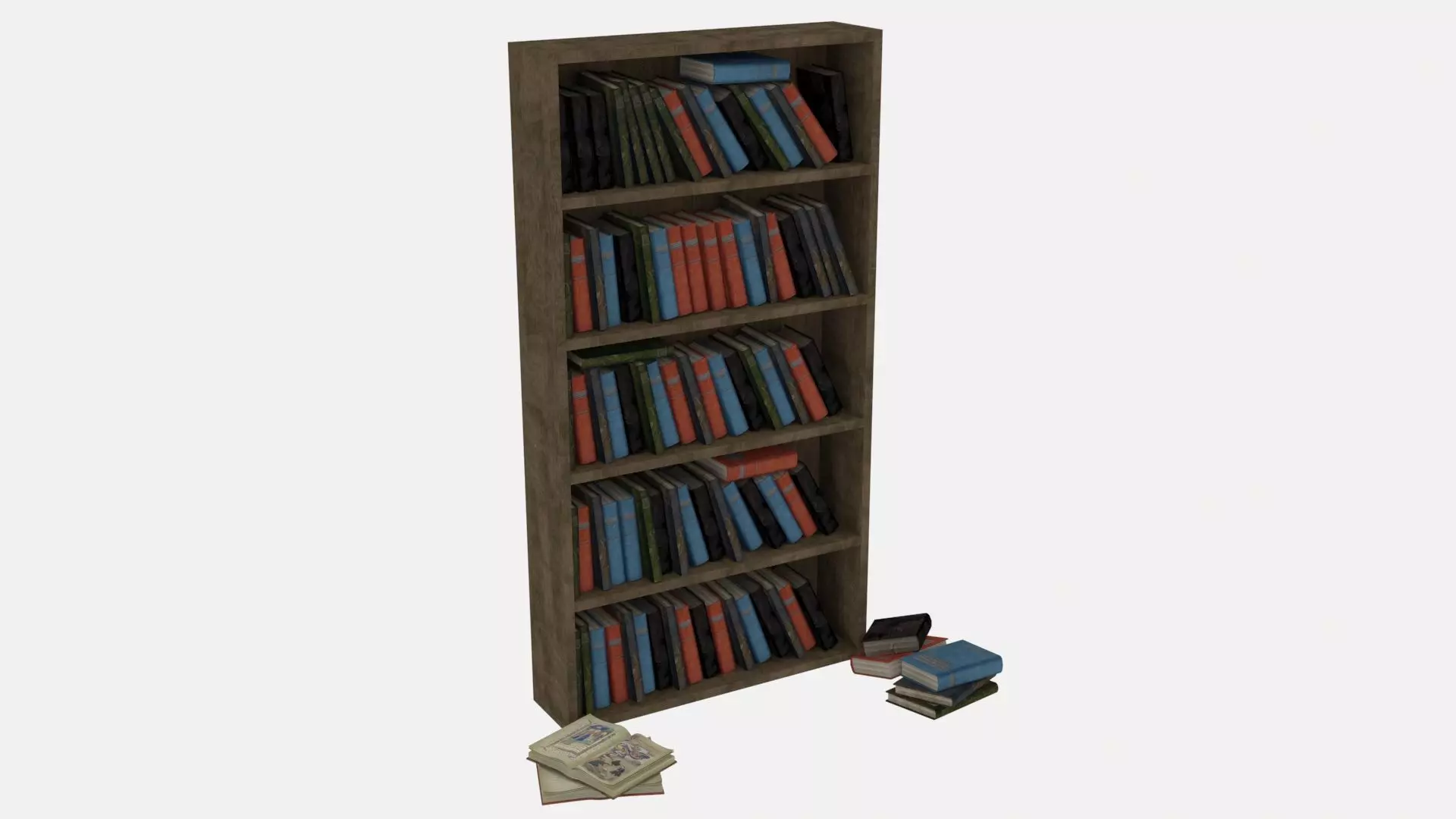 Old bookshelf with old books Estanteria Antigua con libros 3D model_0