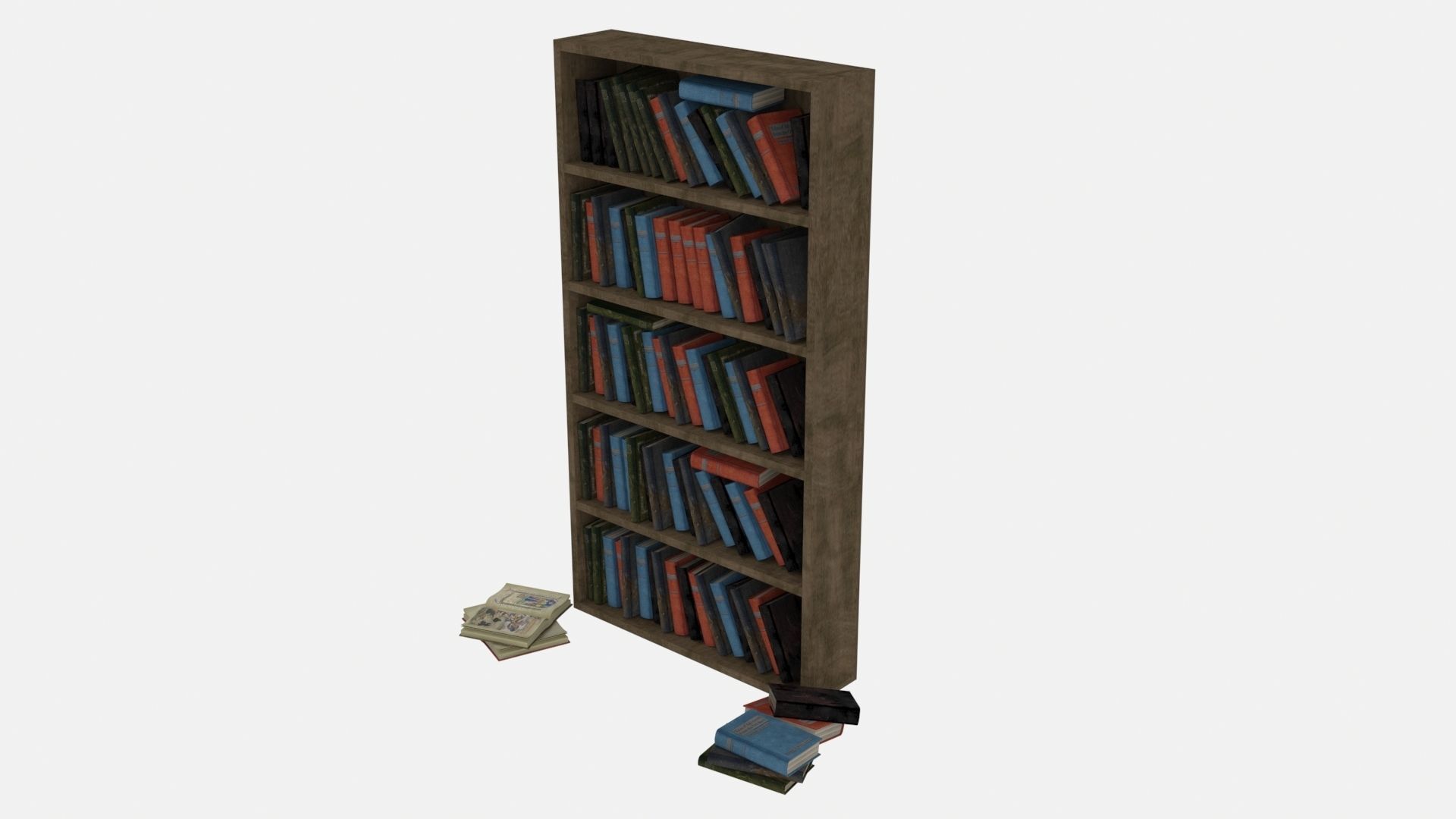 Old bookshelf with old books Estanteria Antigua con libros 3D model_1