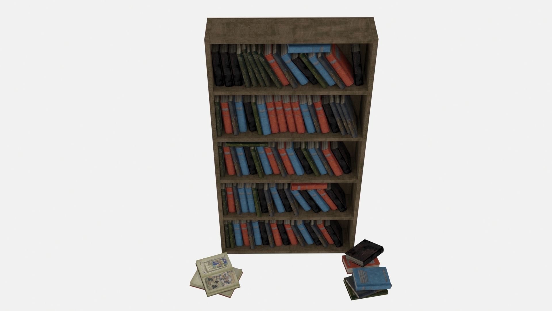 Old bookshelf with old books Estanteria Antigua con libros 3D model_2
