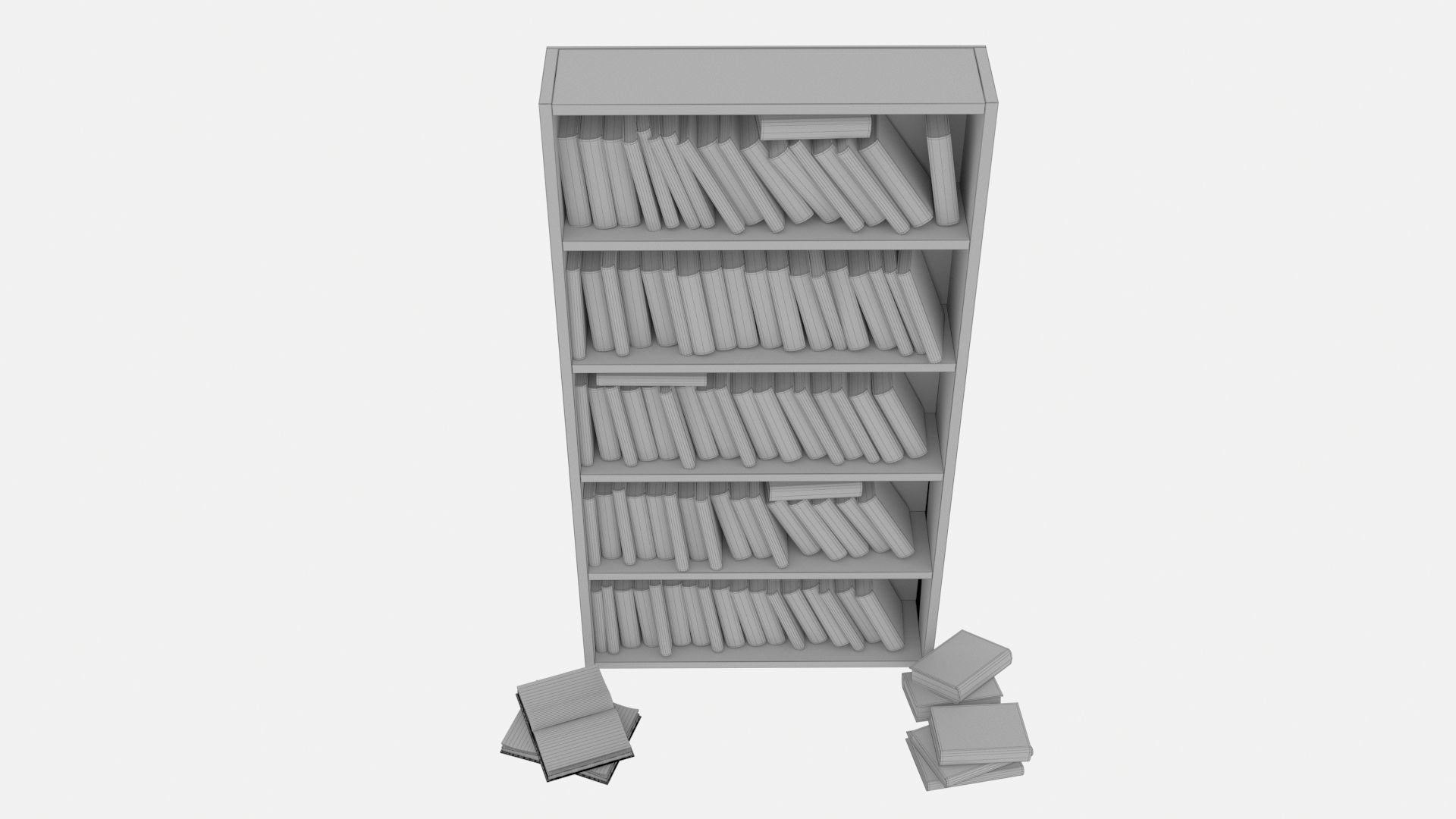 Old bookshelf with old books Estanteria Antigua con libros 3D model_10