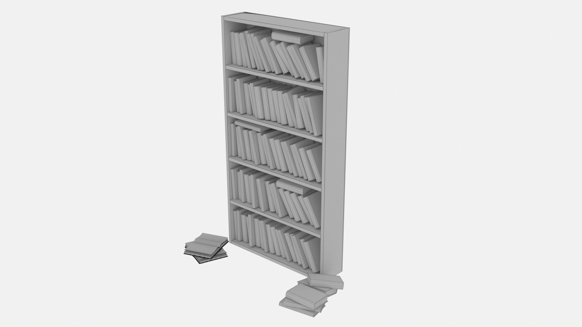 Old bookshelf with old books Estanteria Antigua con libros 3D model_9
