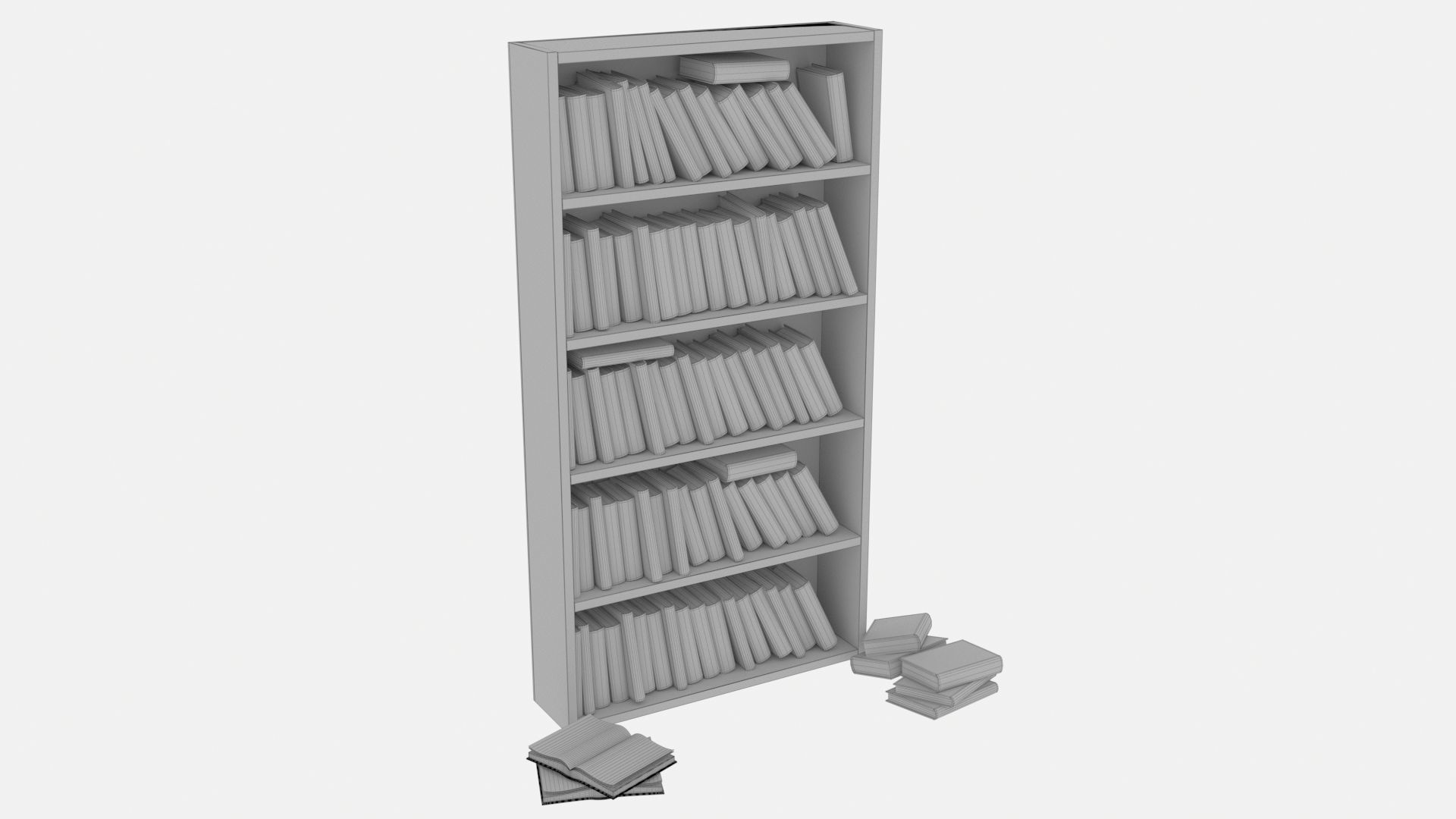 Old bookshelf with old books Estanteria Antigua con libros 3D model_8