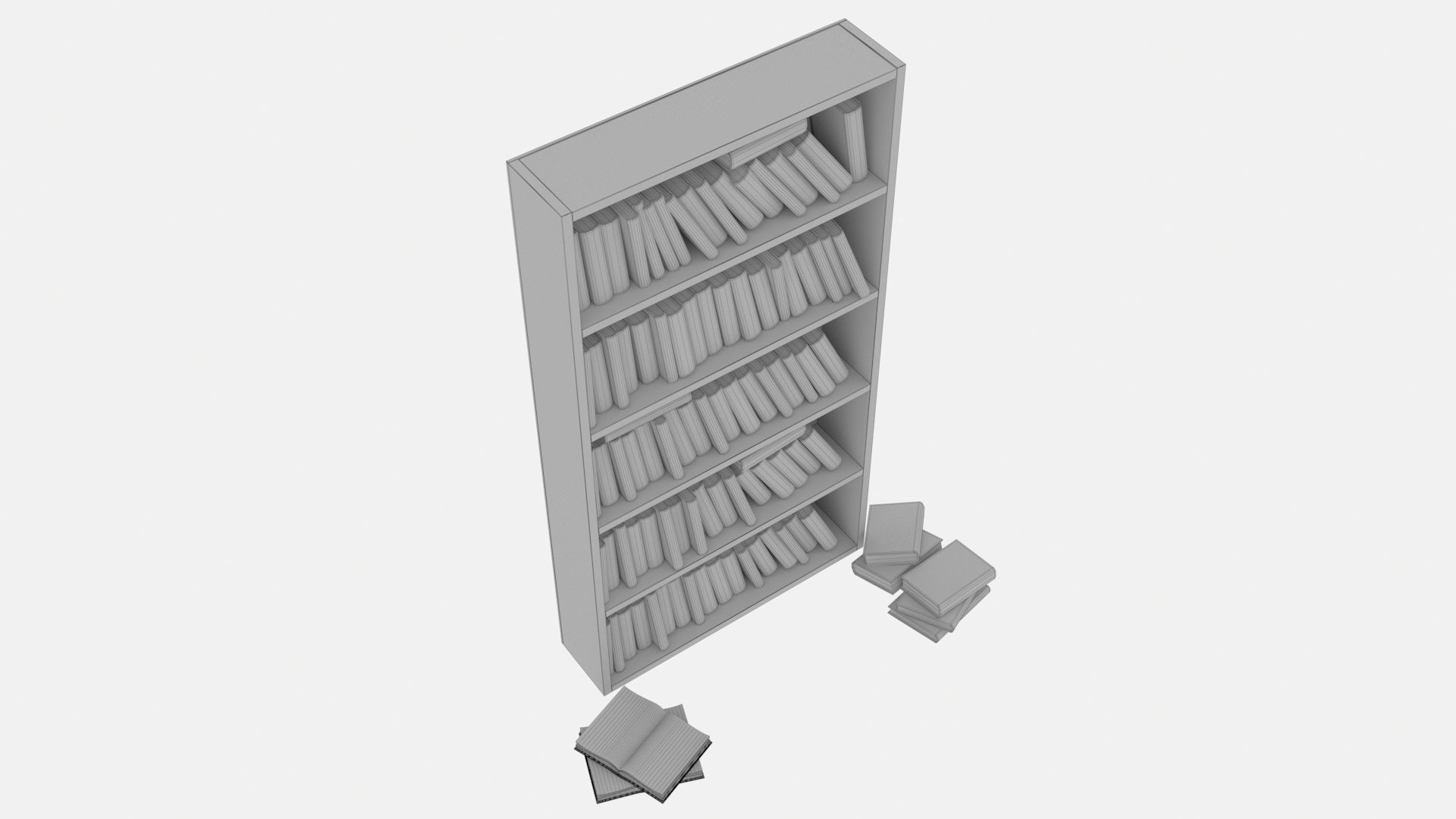 Old bookshelf with old books Estanteria Antigua con libros 3D model_11