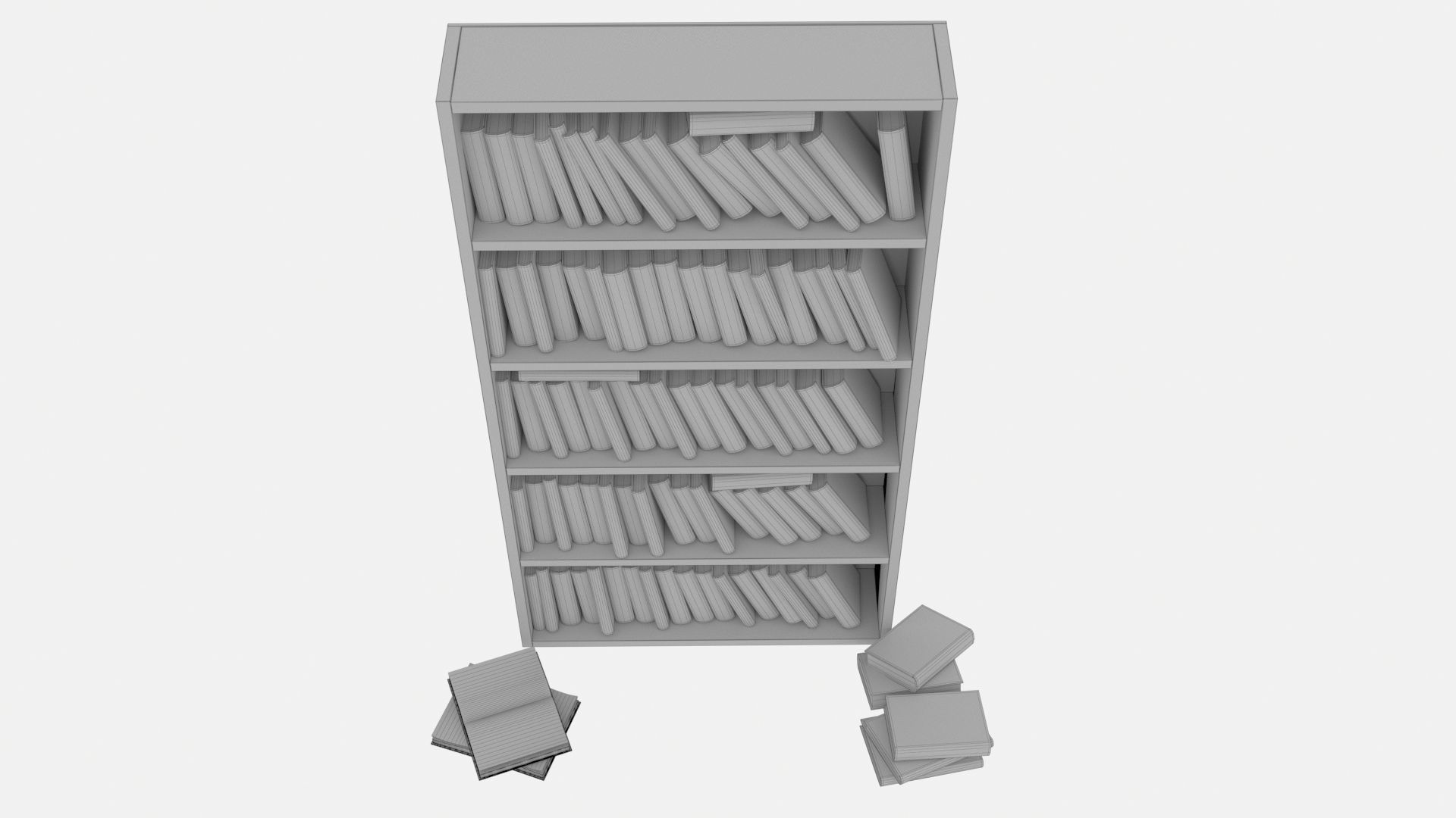 Old bookshelf with old books Estanteria Antigua con libros 3D model_15