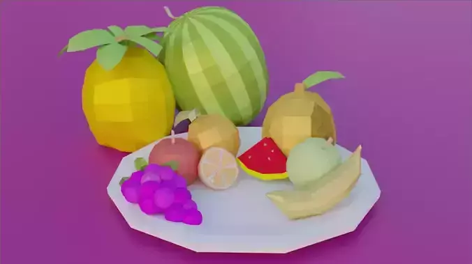 Low poly fruit pack Low-poly 3D model