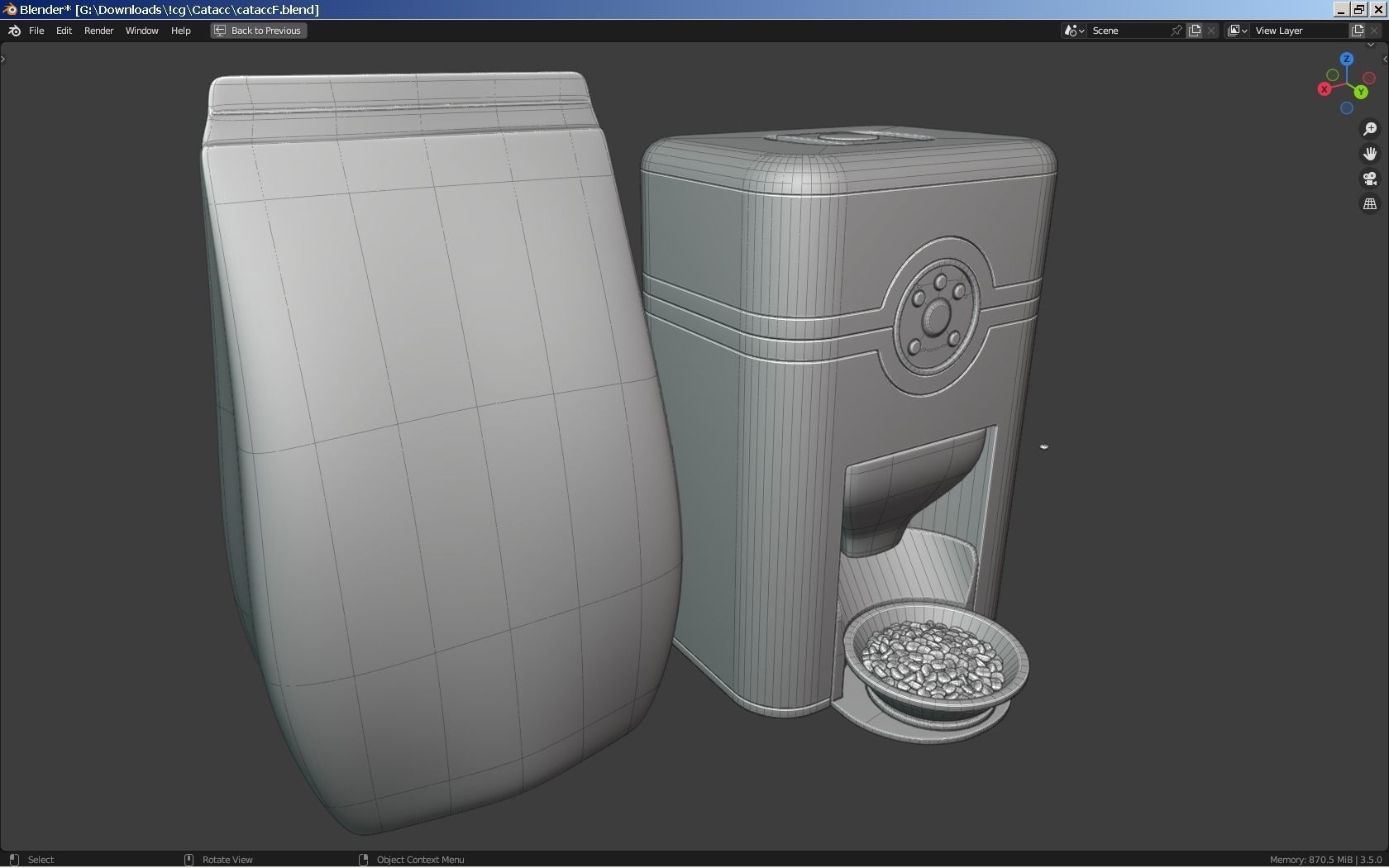 Cat Equipment 2 - Feeder and Food Bag 3D model_5