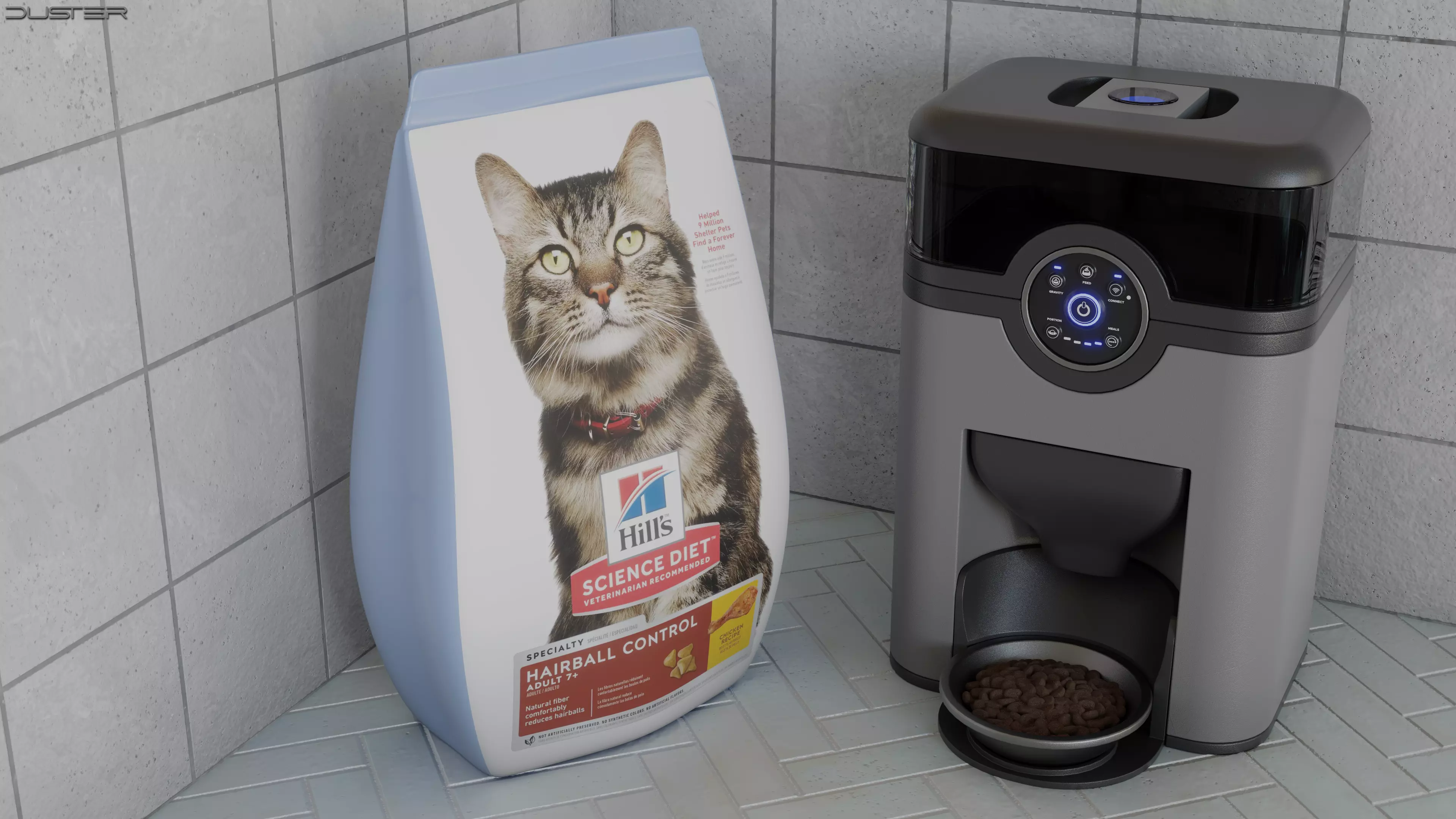 Cat Equipment 2 - Feeder and Food Bag 3D model_0