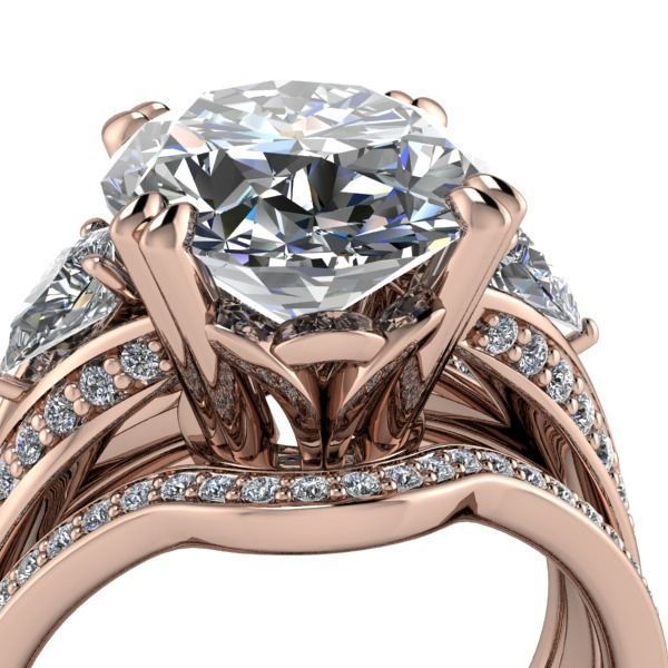 Vintage Fashion Solitaire Bridal Oval center tear drop side Ring 3D print model_4