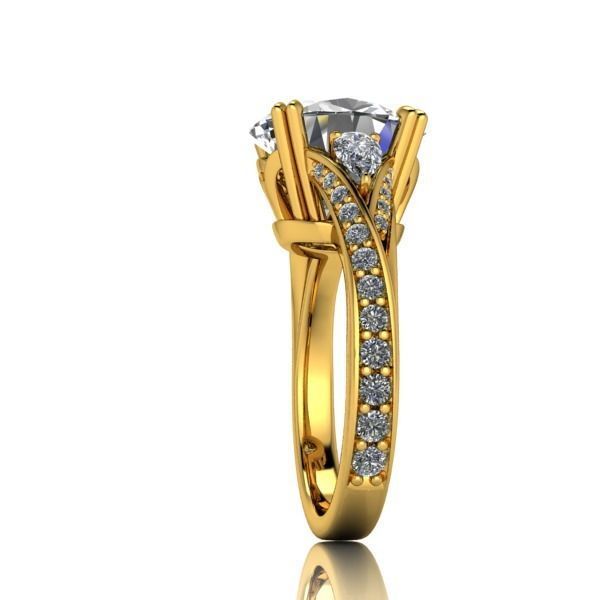 Vintage Fashion Solitaire Bridal Oval center tear drop side Ring 3D print model_24