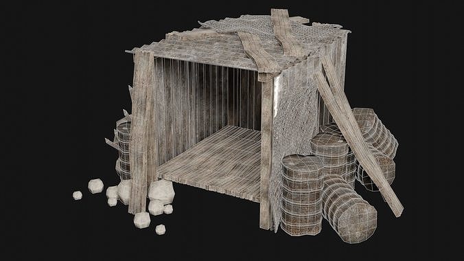 POST APO IMPROVISED SHELTER TENT HOUSE CAMP SURVIVAL COLLECTION Low-poly 3D model 5