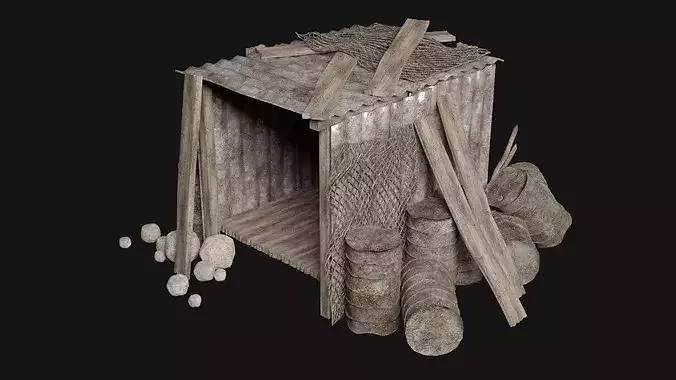 POST APO IMPROVISED SHELTER TENT HOUSE CAMP SURVIVAL COLLECTION Low-poly 3D model 2