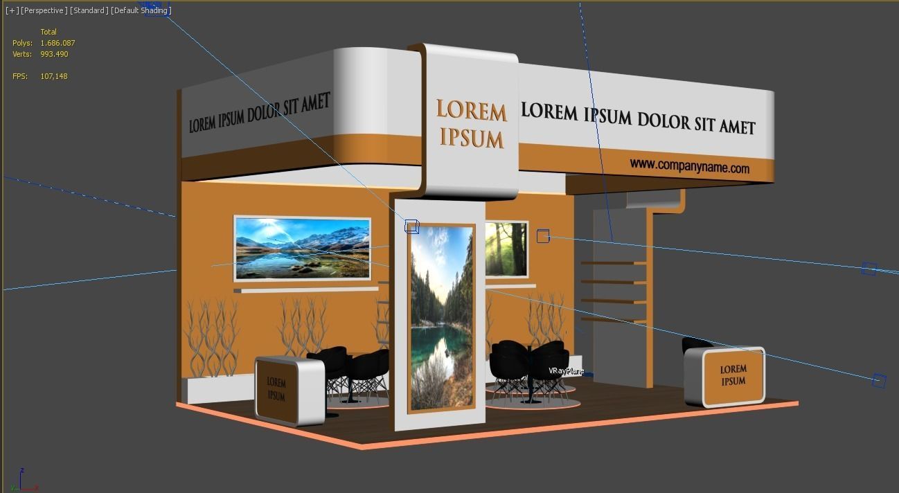 Booth Exhibition Stand Stall 8x6m Height 500 cm 3Side Open 3D model_7