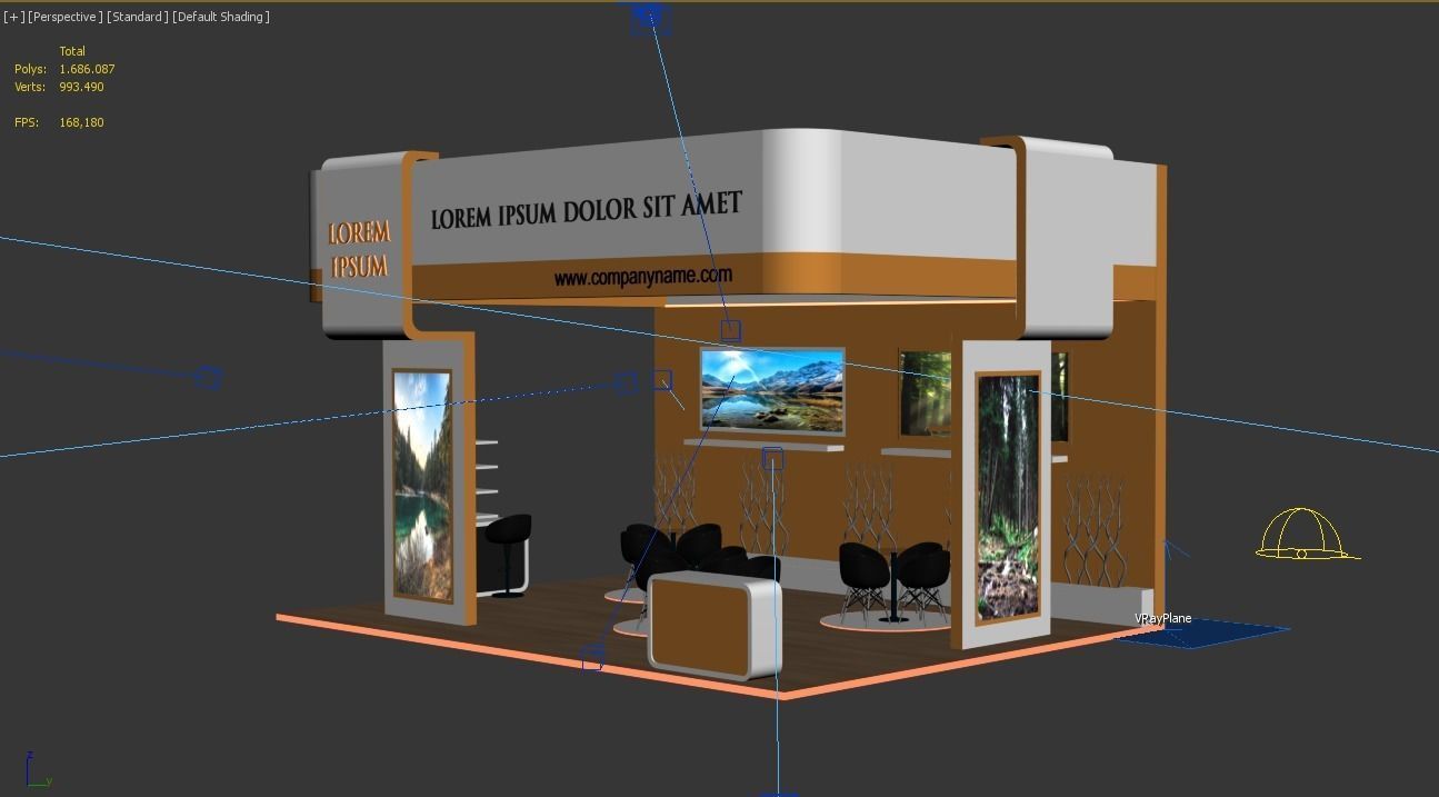 Booth Exhibition Stand Stall 8x6m Height 500 cm 3Side Open 3D model_6
