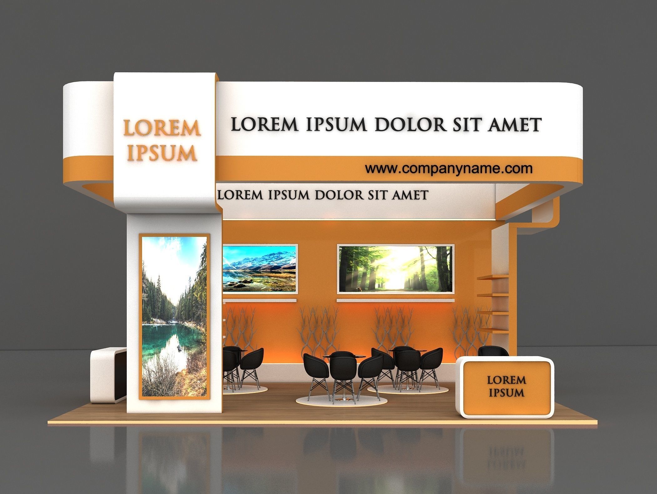 Booth Exhibition Stand Stall 8x6m Height 500 cm 3Side Open 3D model_5
