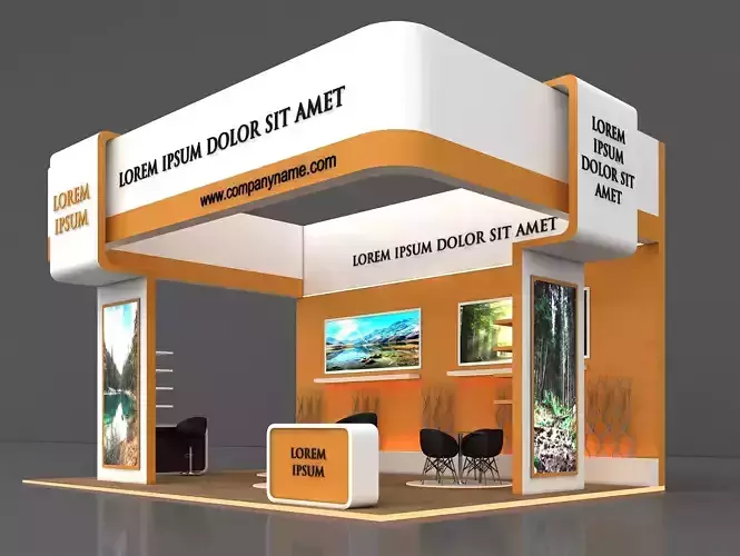 Booth Exhibition Stand Stall 8x6m Height 500 cm 3Side Open