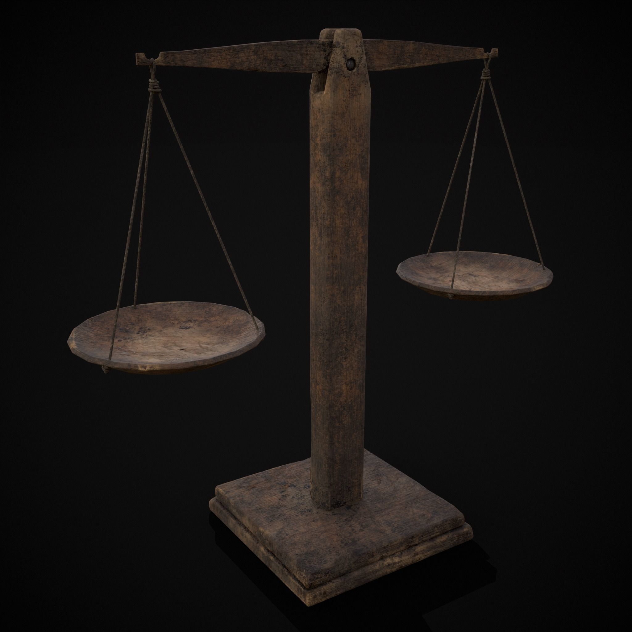Old Wooden Scale Low-poly 3D model_33