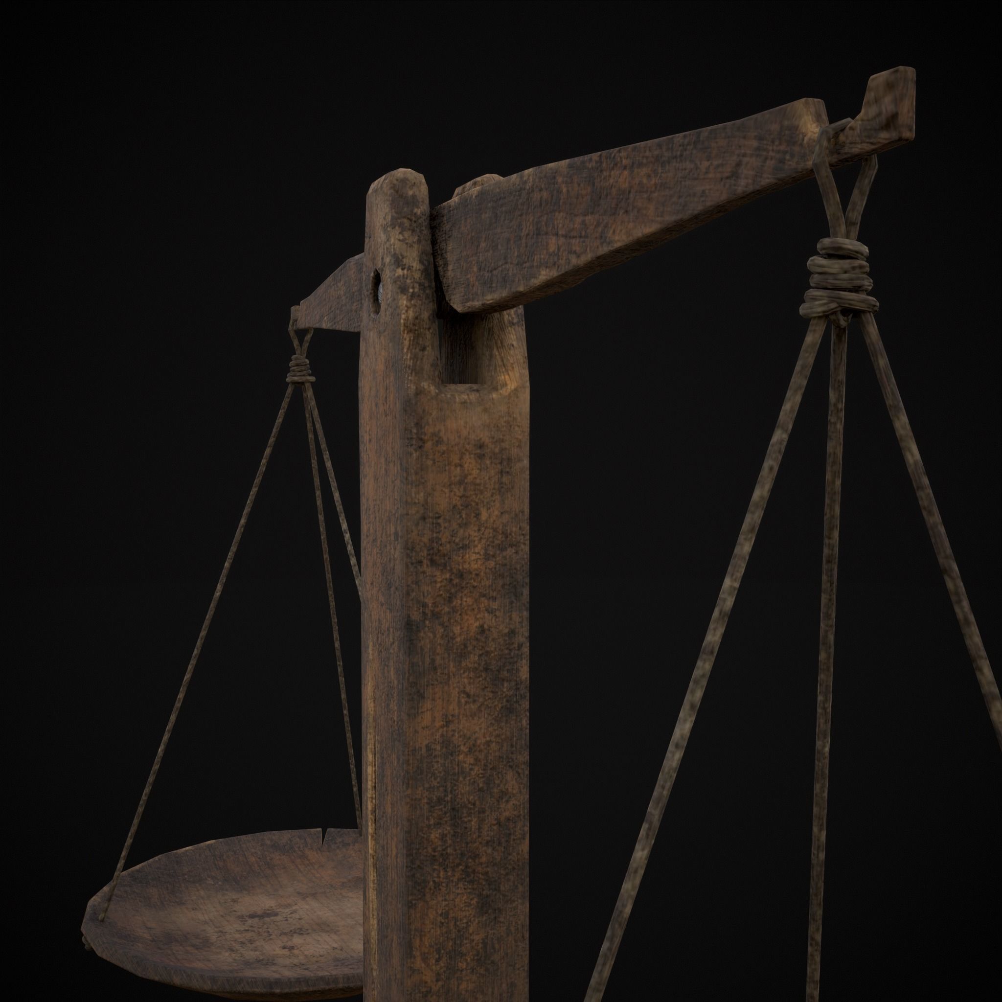Old Wooden Scale Low-poly 3D model_13