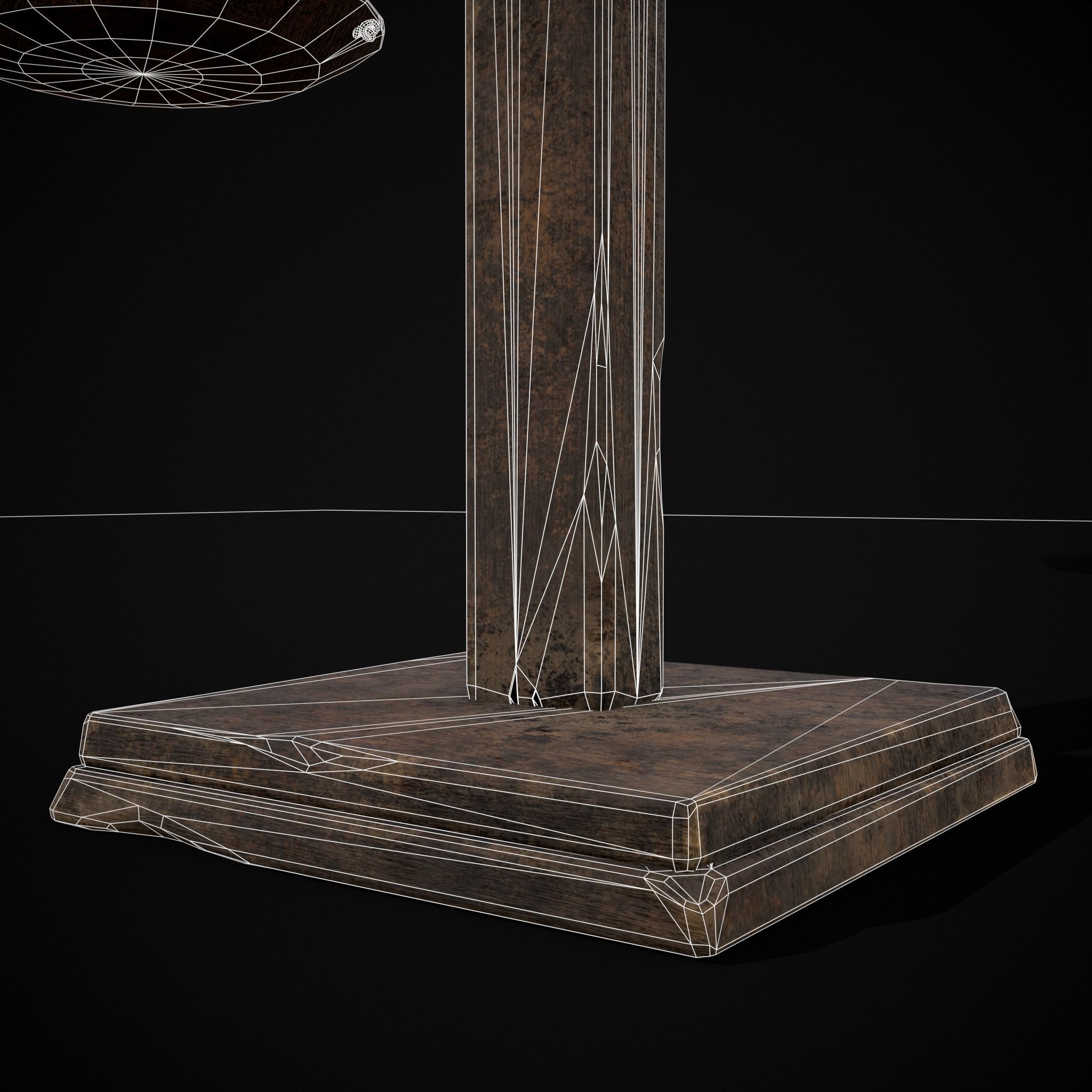 Old Wooden Scale Low-poly 3D model_6