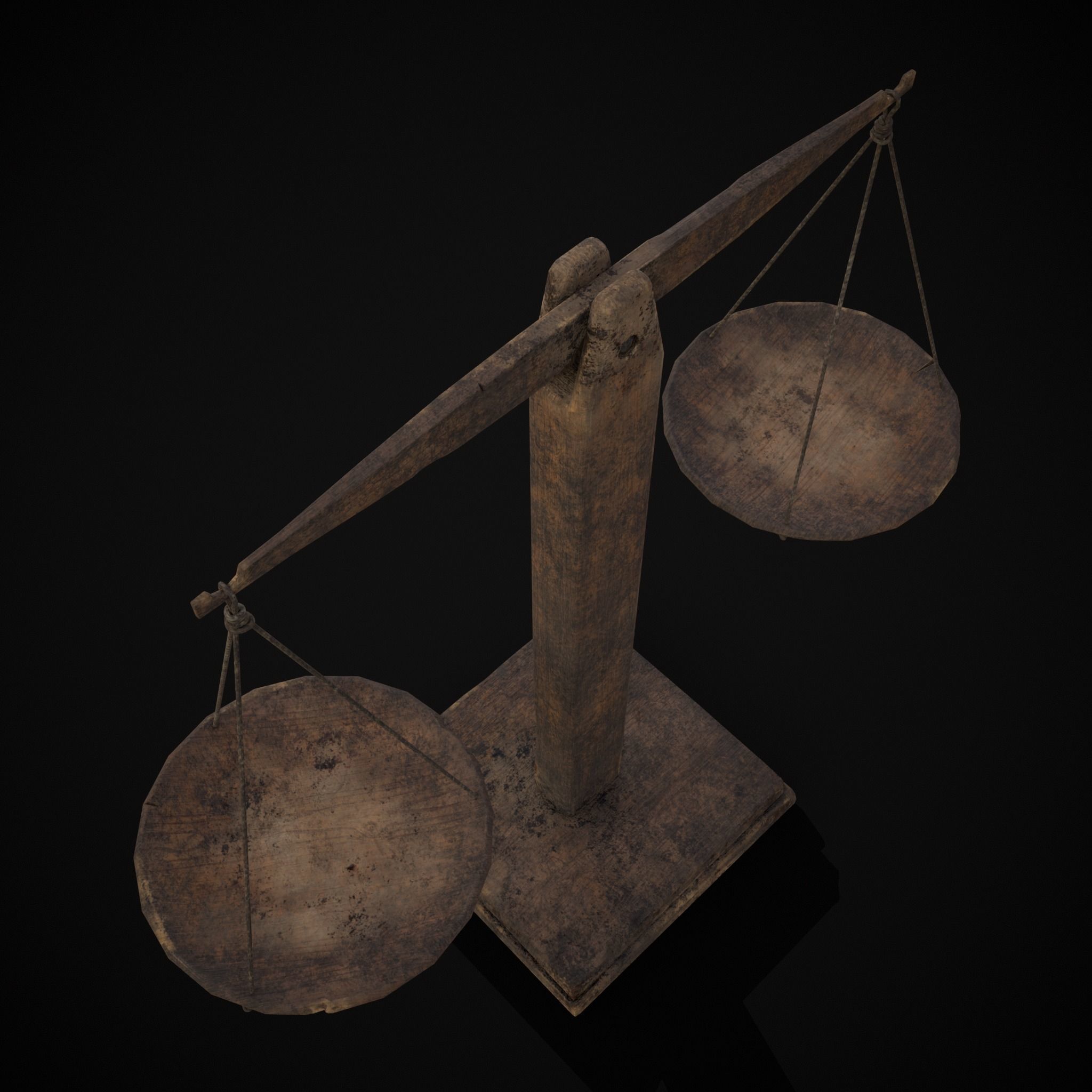 Old Wooden Scale Low-poly 3D model_3