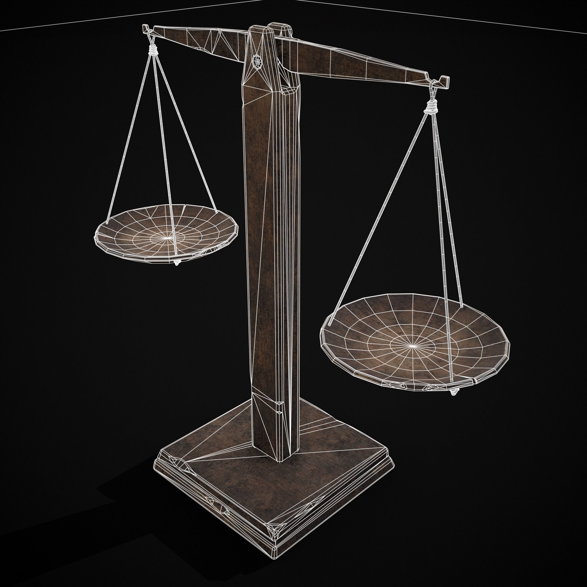 Old Wooden Scale Low-poly 3D model_36