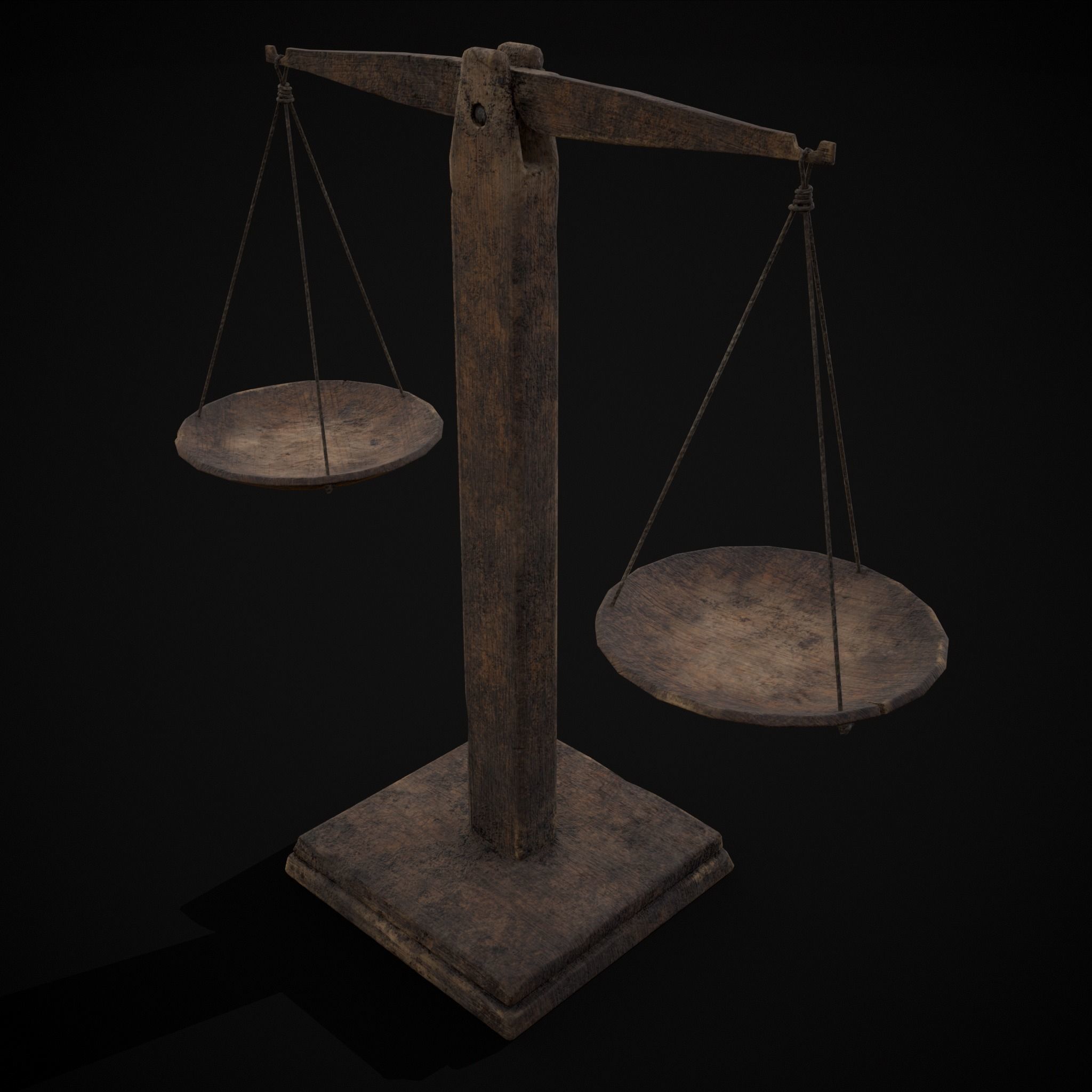 Old Wooden Scale Low-poly 3D model_35