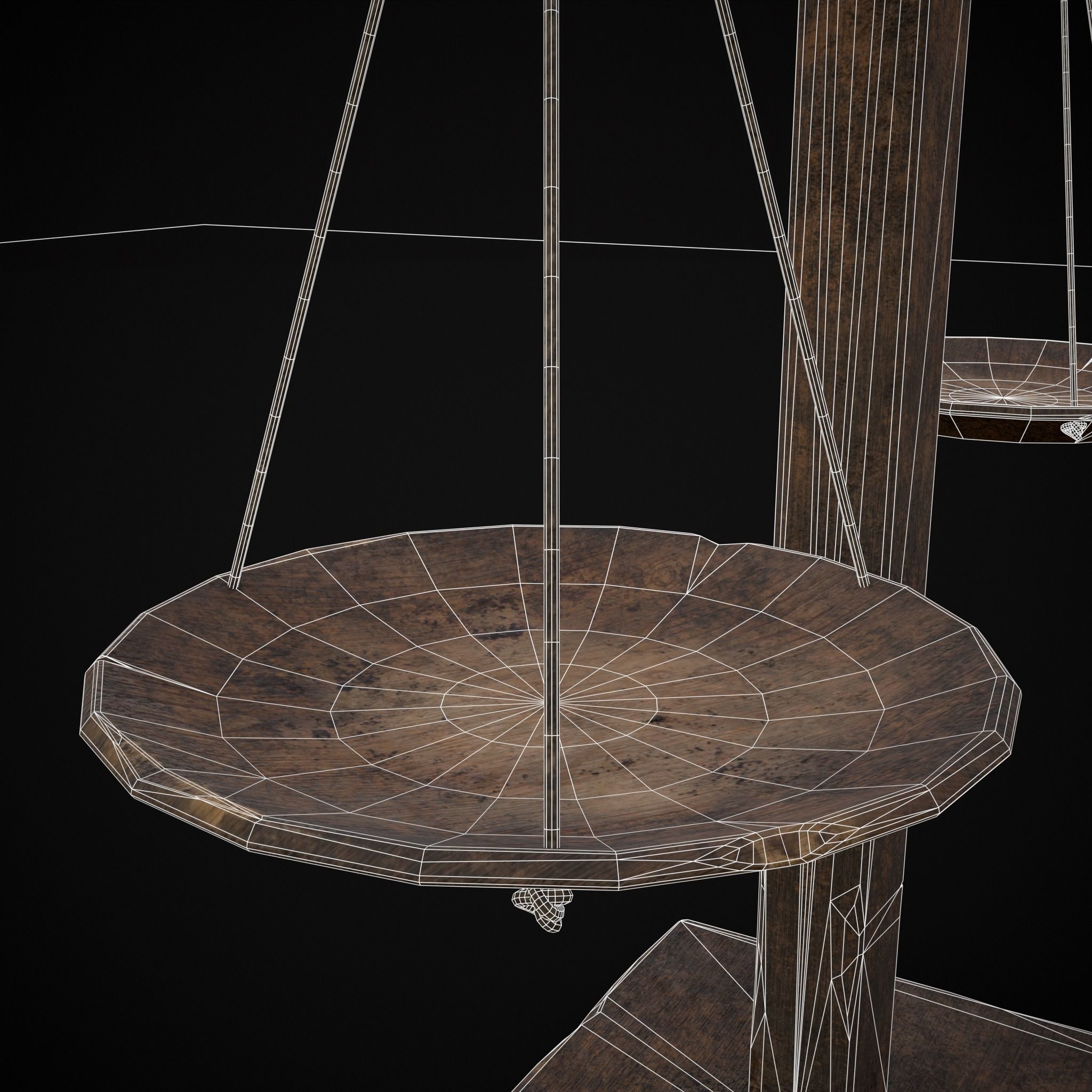 Old Wooden Scale Low-poly 3D model_16