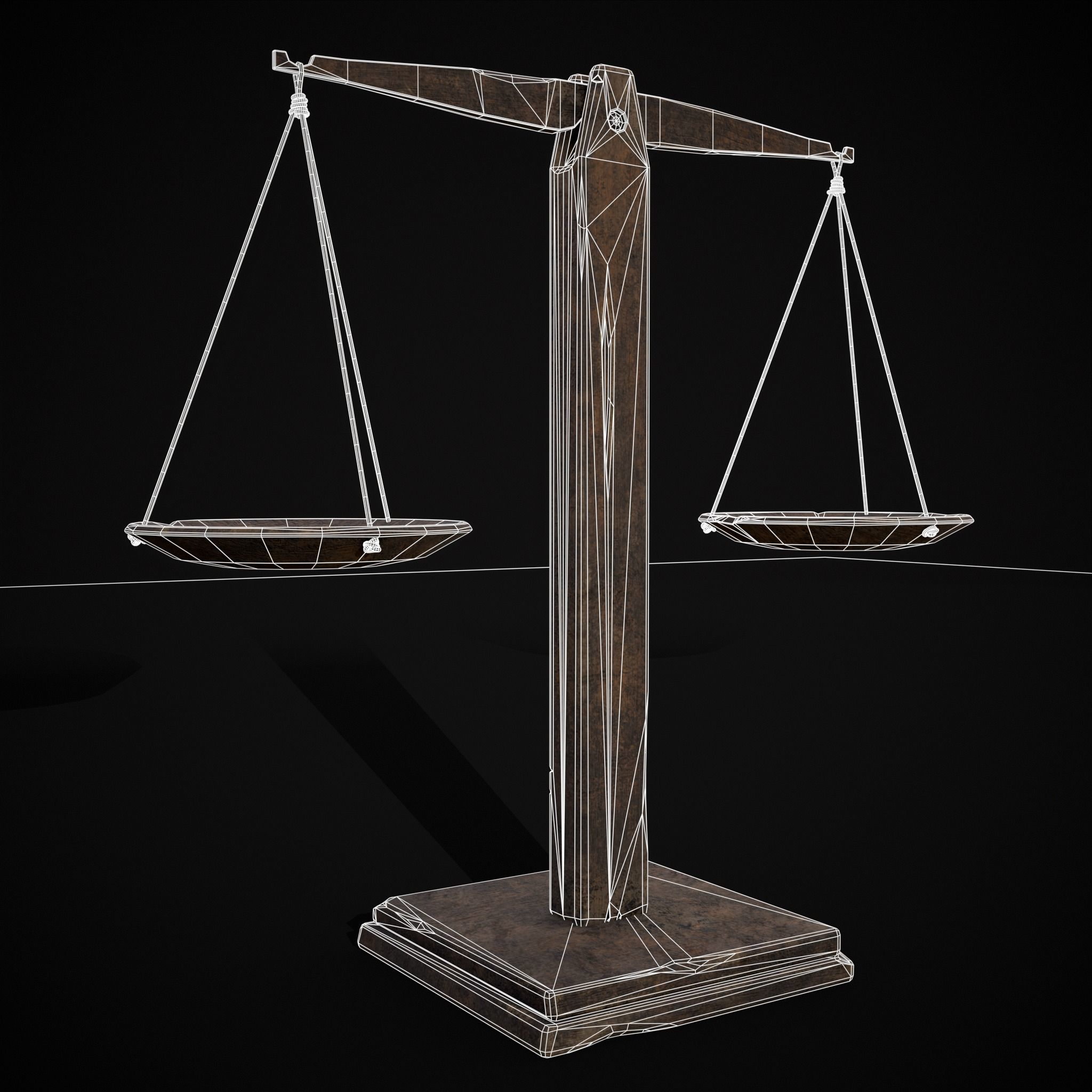 Old Wooden Scale Low-poly 3D model_22