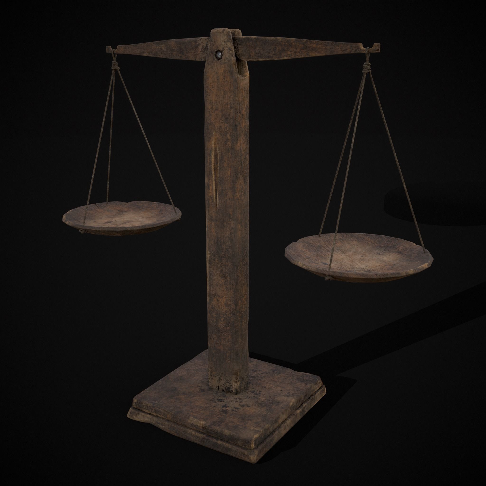 Old Wooden Scale Low-poly 3D model_39