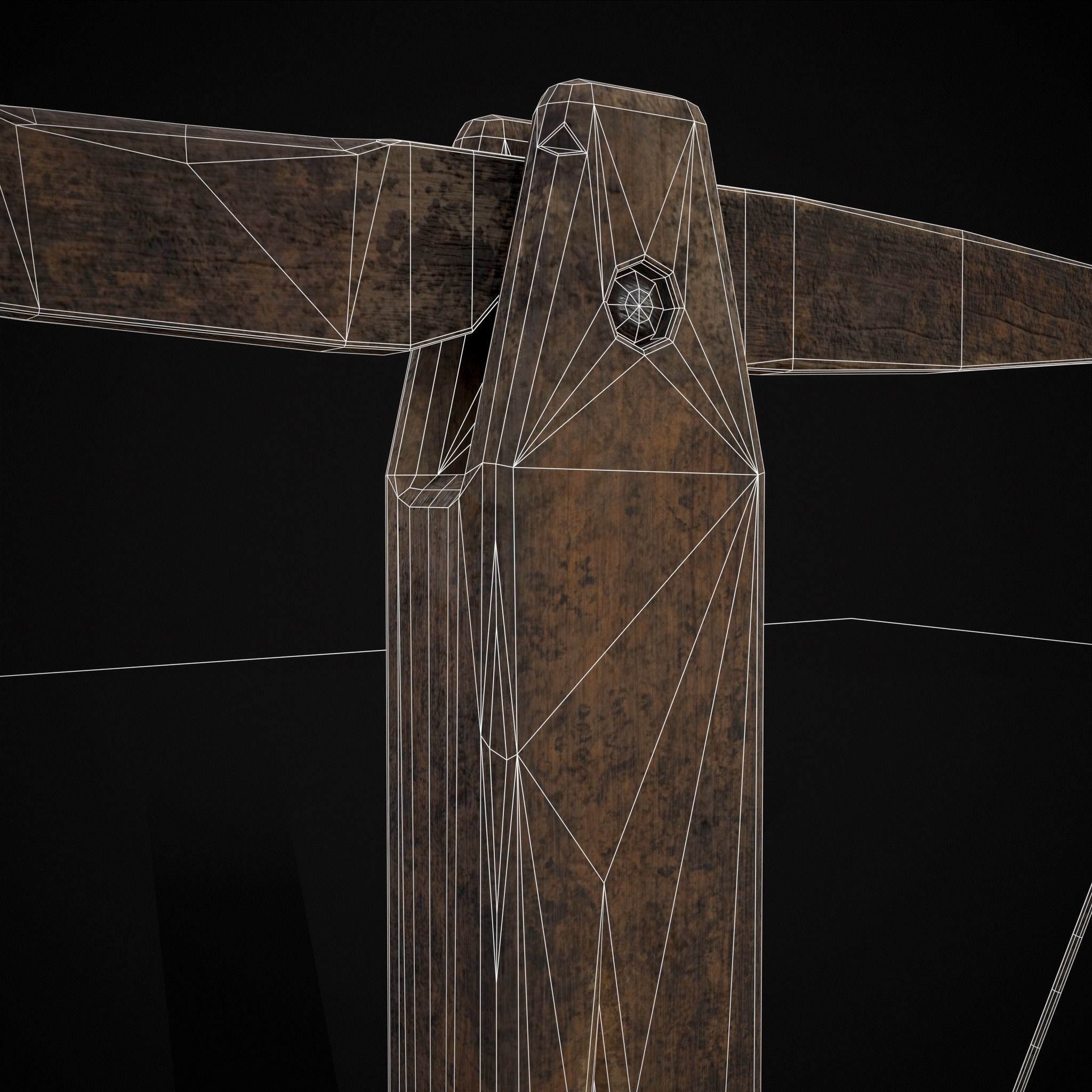 Old Wooden Scale Low-poly 3D model_20