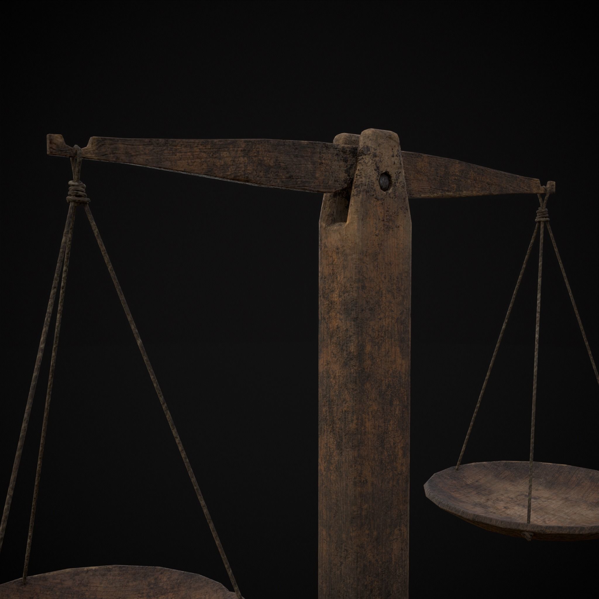 Old Wooden Scale Low-poly 3D model_11