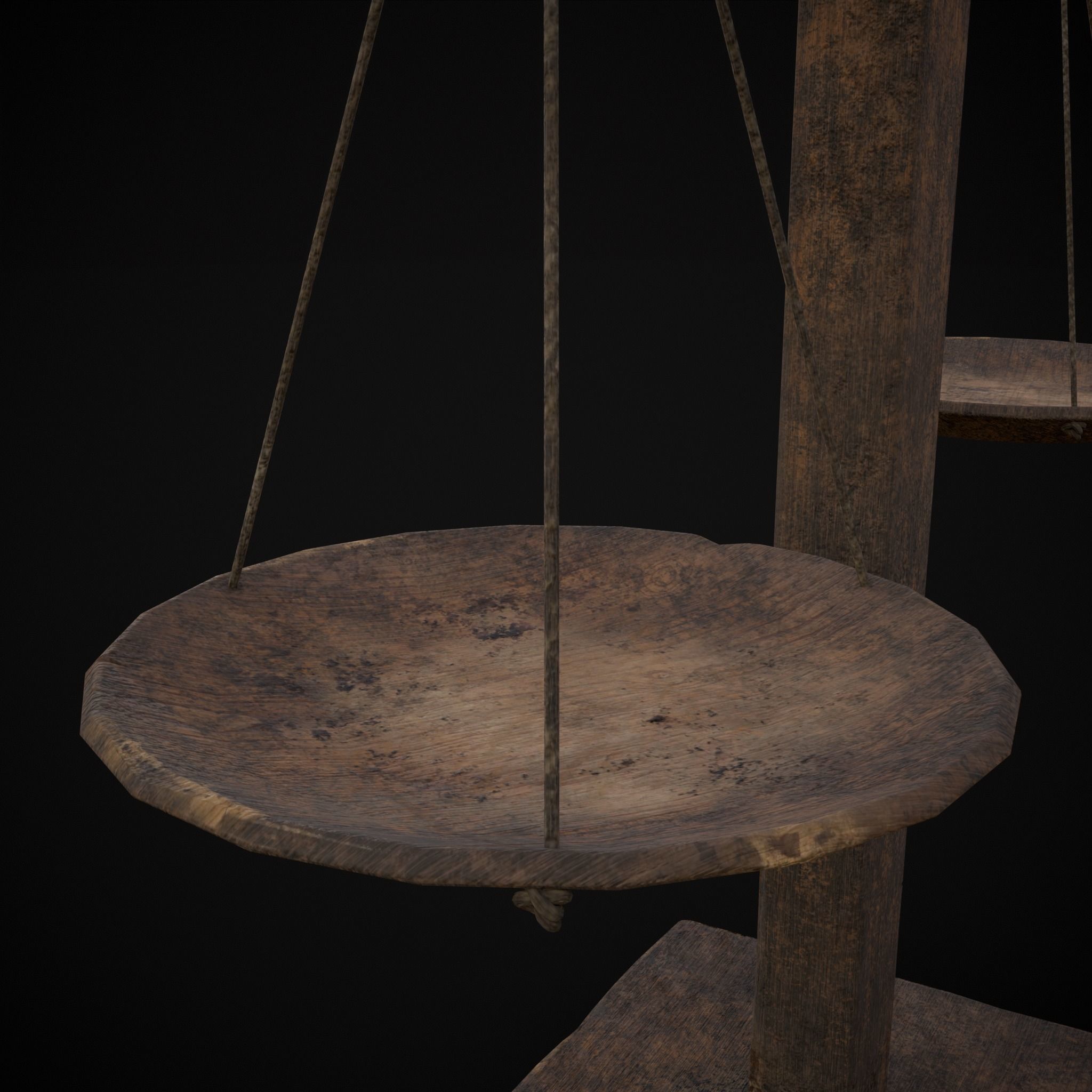 Old Wooden Scale Low-poly 3D model_15