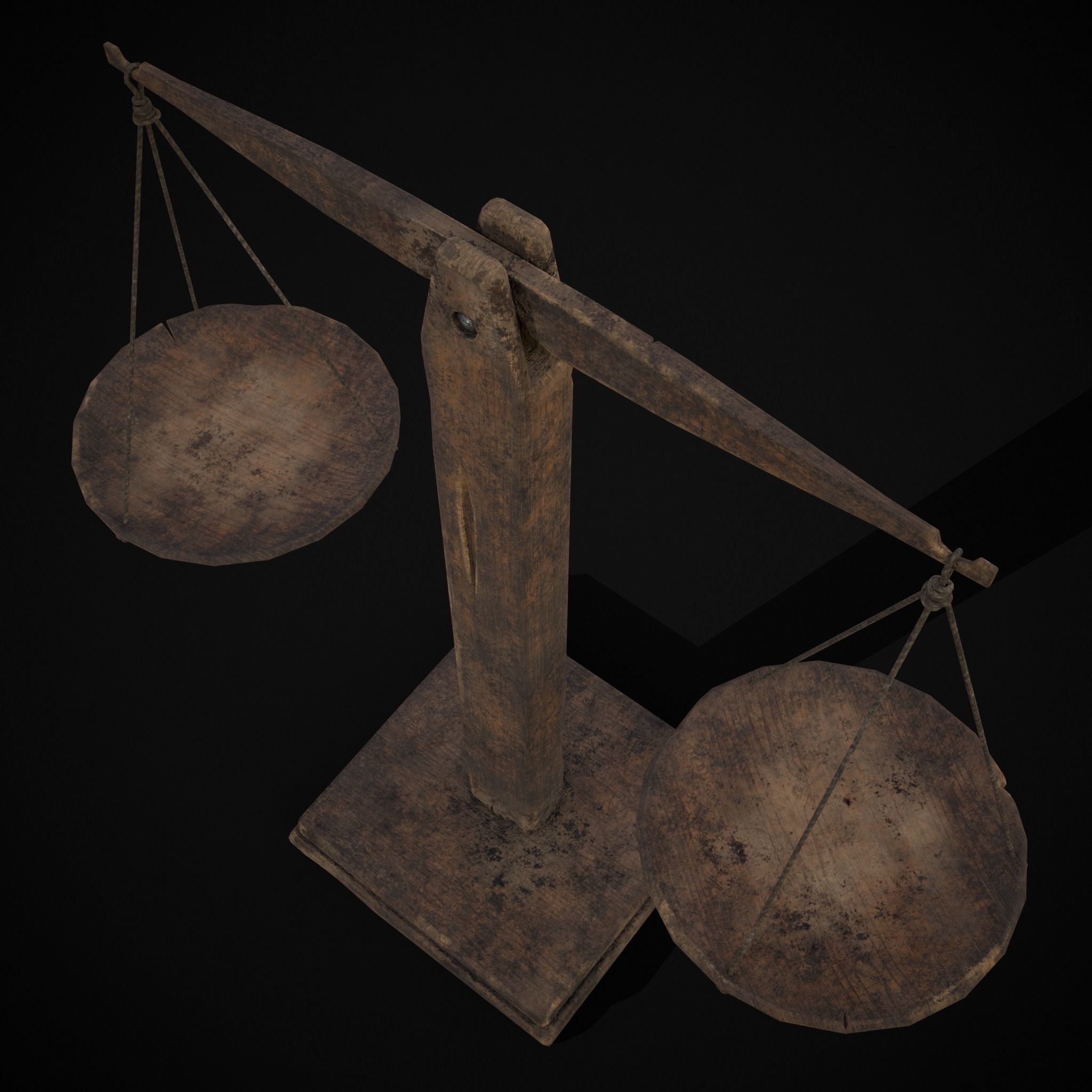 Old Wooden Scale Low-poly 3D model_27