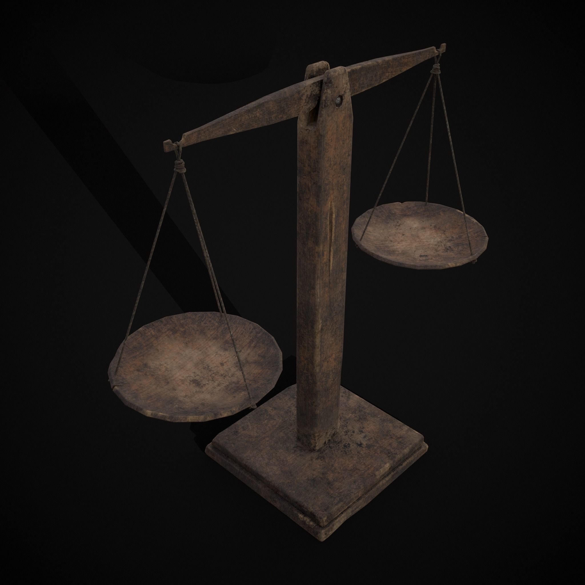 Old Wooden Scale Low-poly 3D model_23