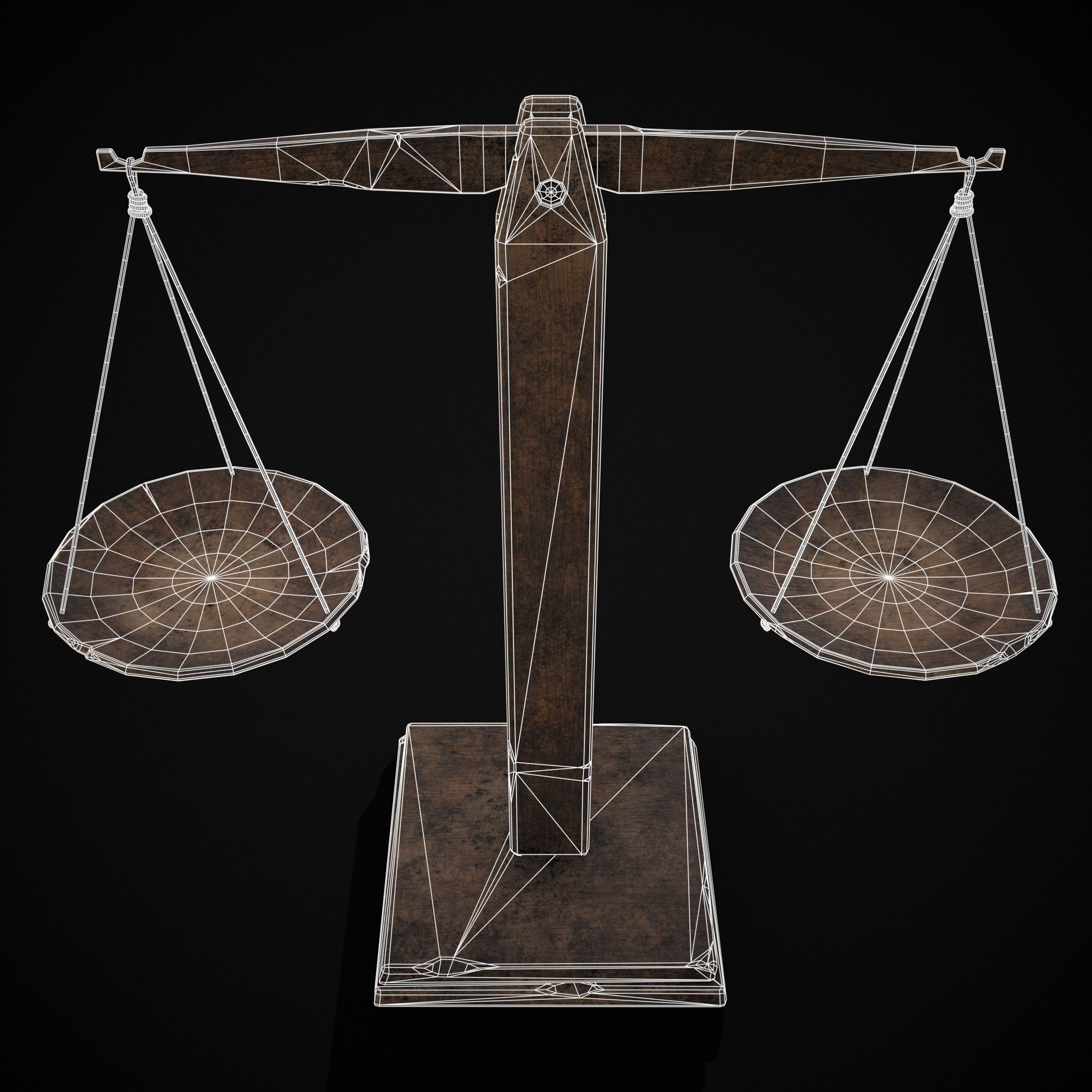 Old Wooden Scale Low-poly 3D model_26