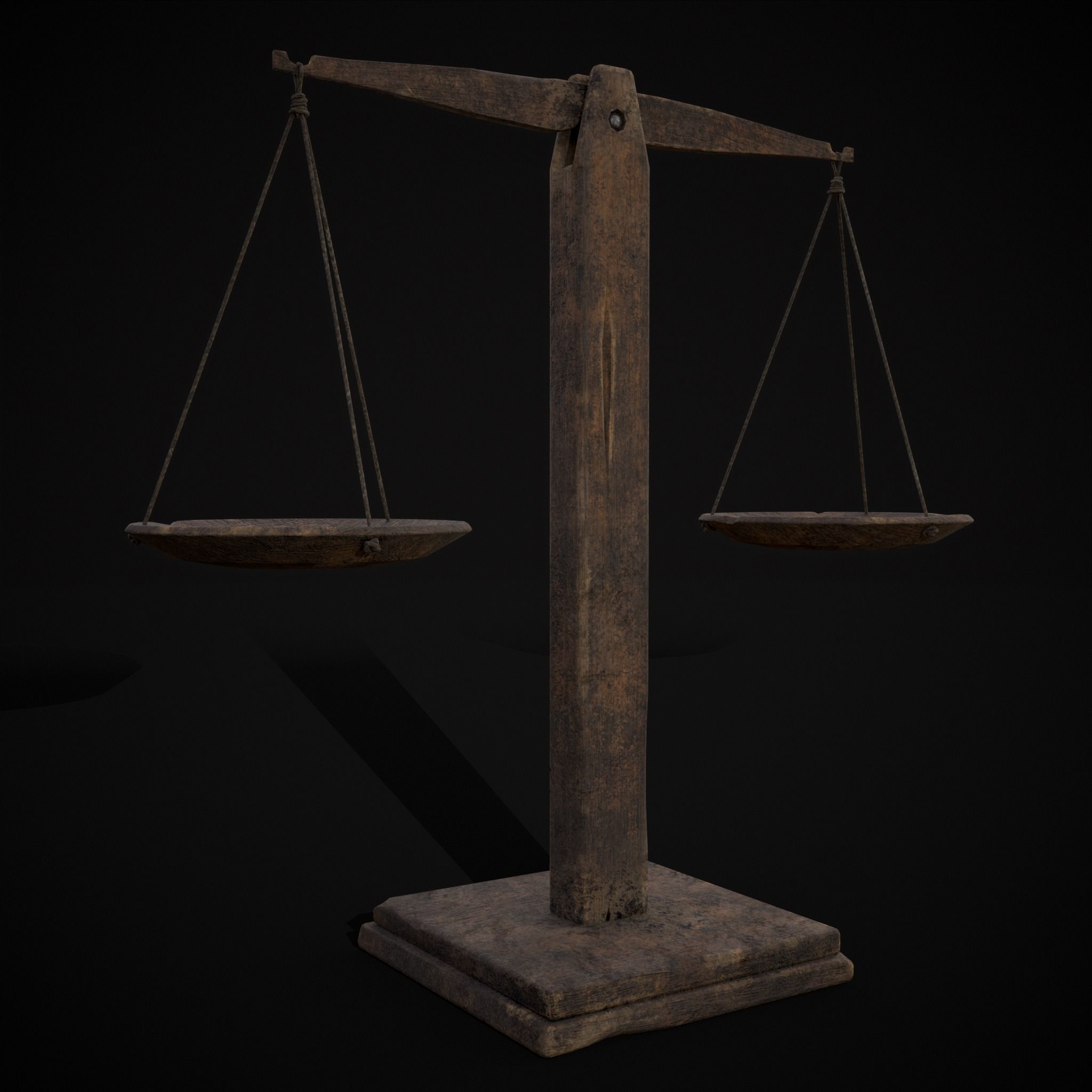 Old Wooden Scale Low-poly 3D model_21