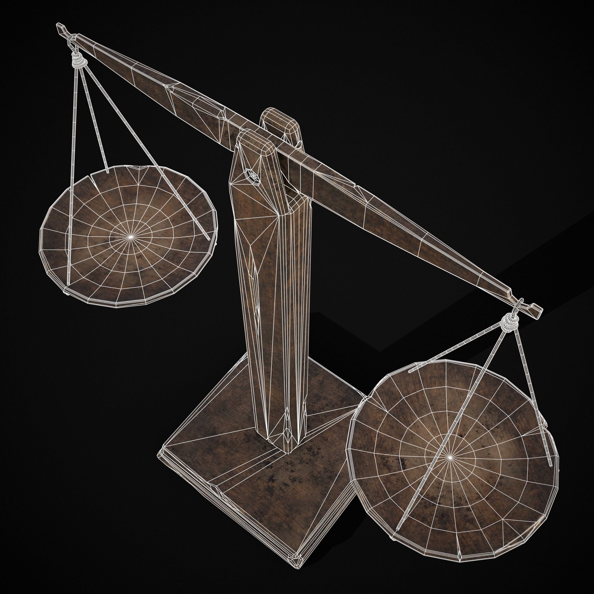 Old Wooden Scale Low-poly 3D model_28