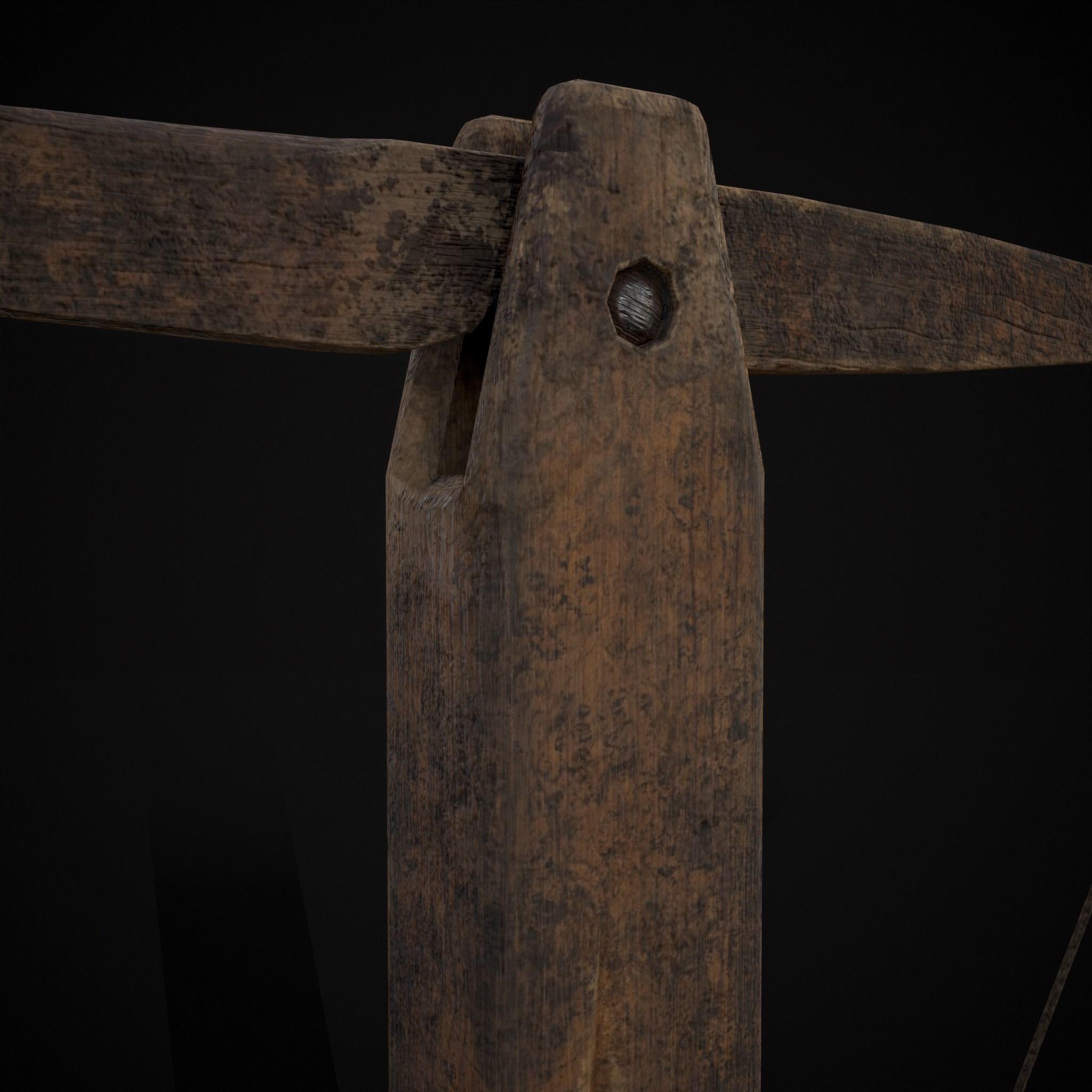 Old Wooden Scale Low-poly 3D model_19