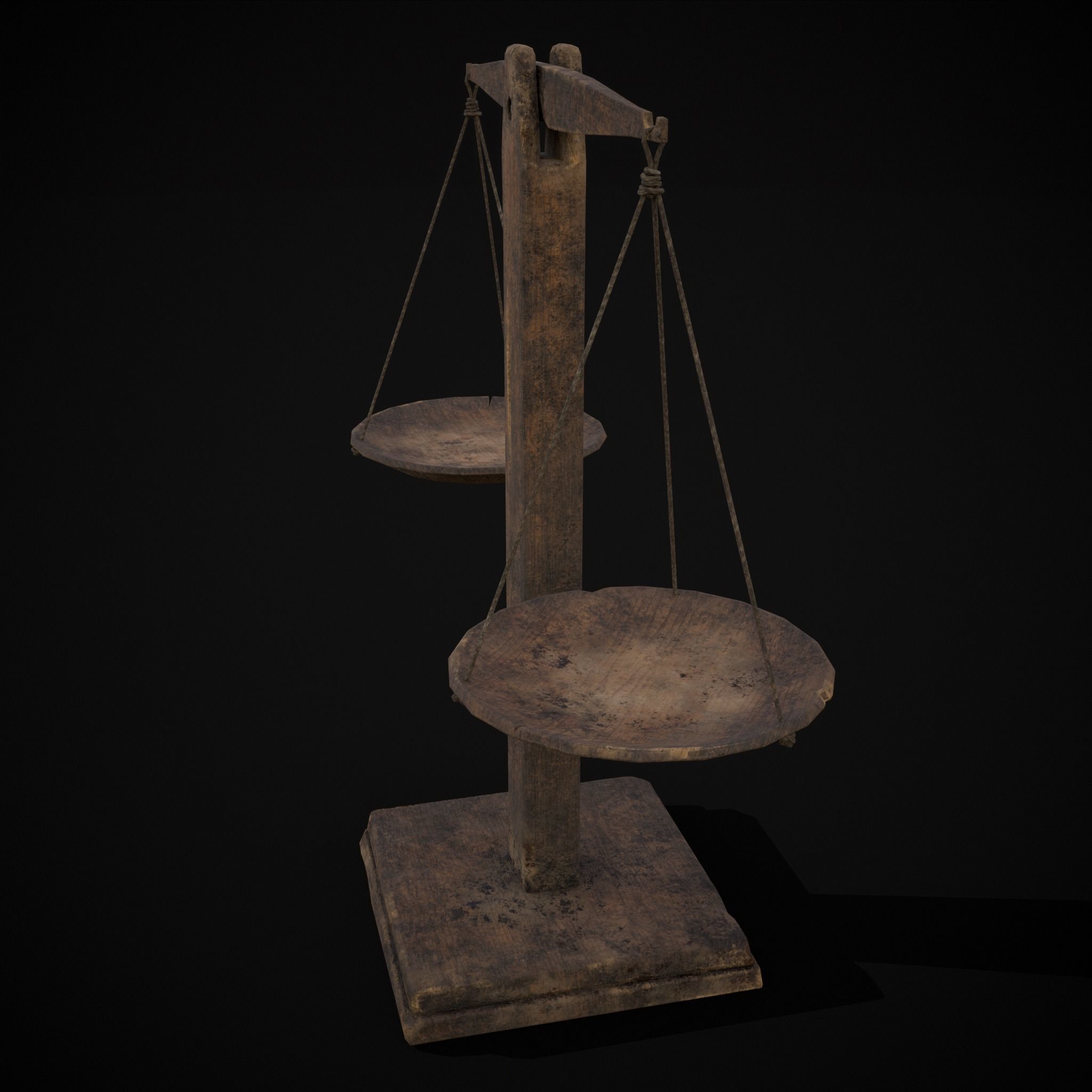 Old Wooden Scale Low-poly 3D model_37