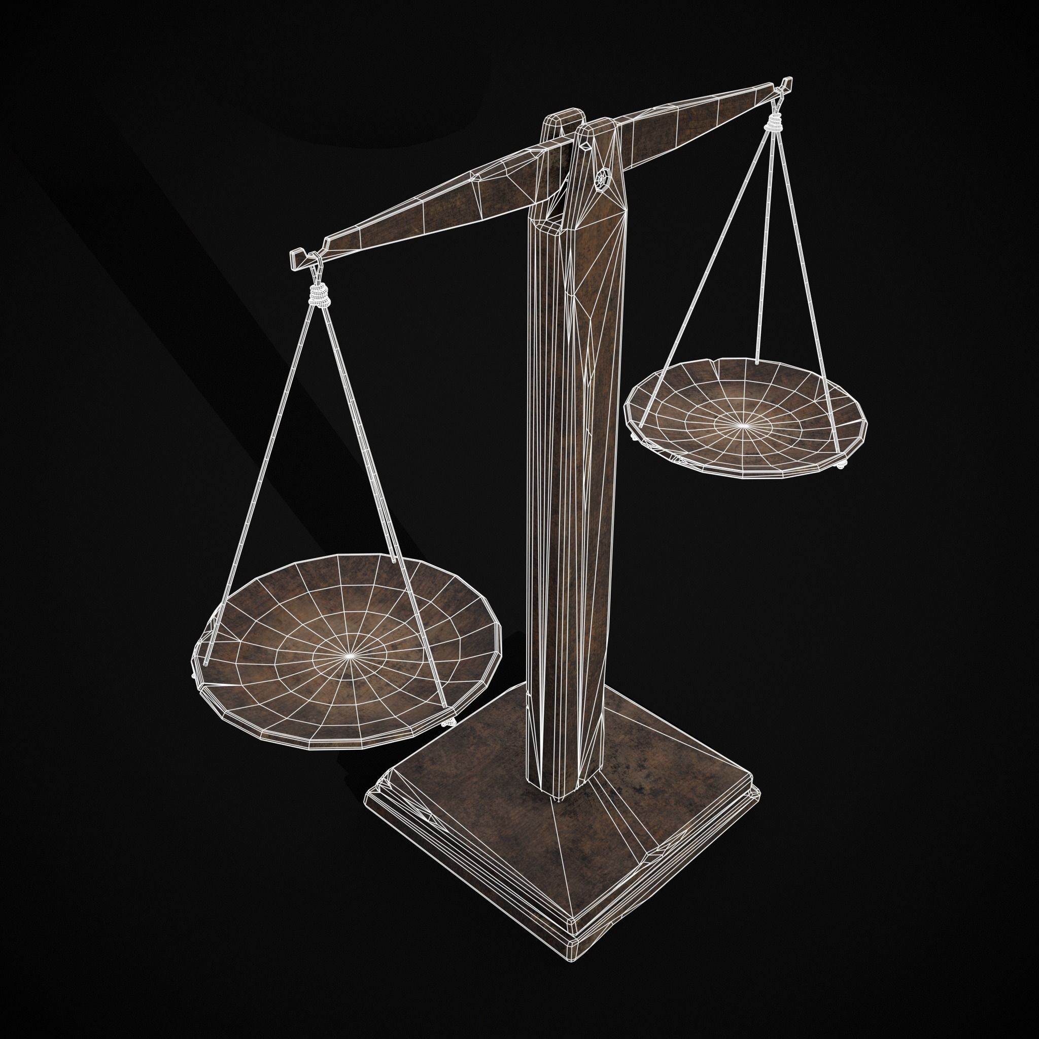 Old Wooden Scale Low-poly 3D model_24