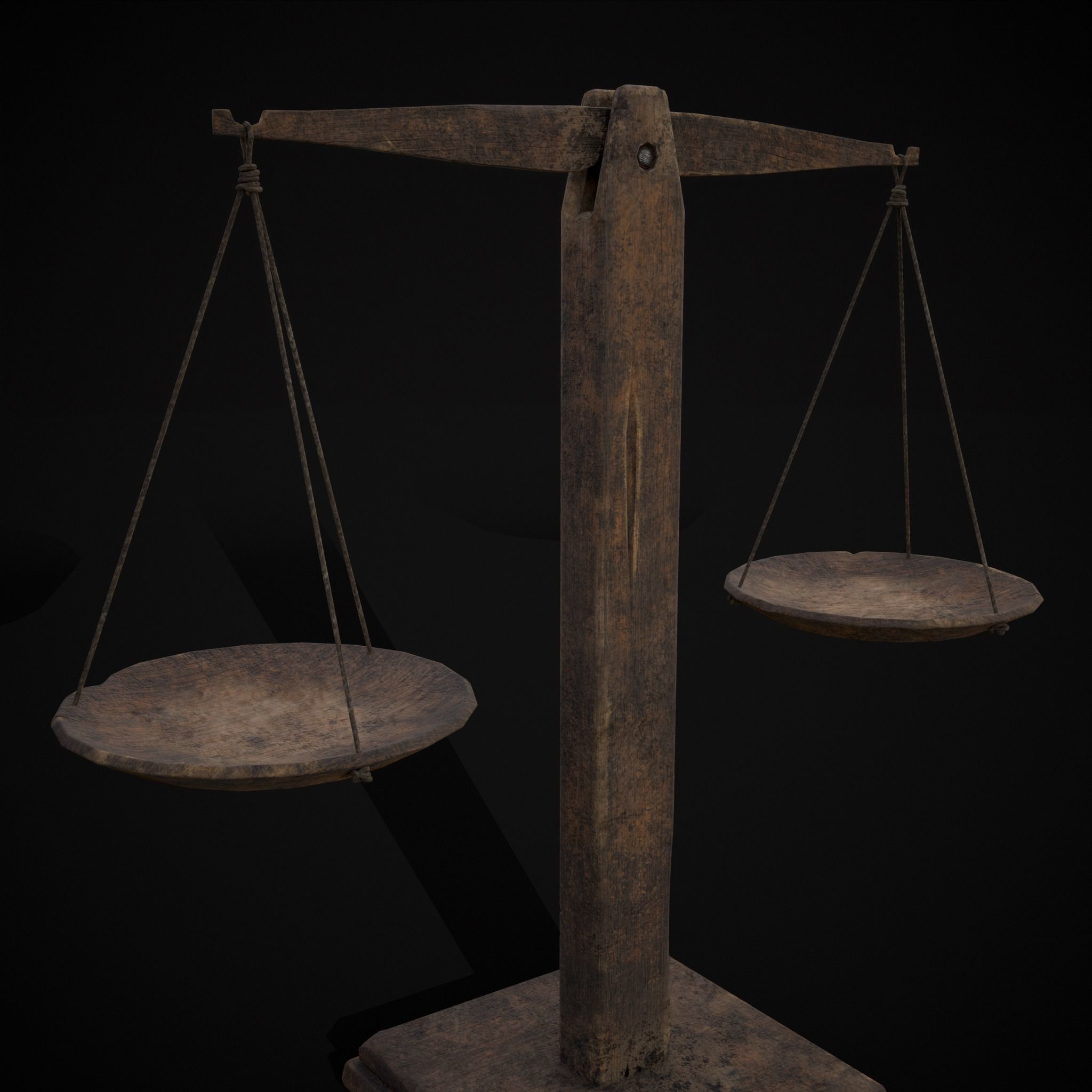 Old Wooden Scale Low-poly 3D model_29