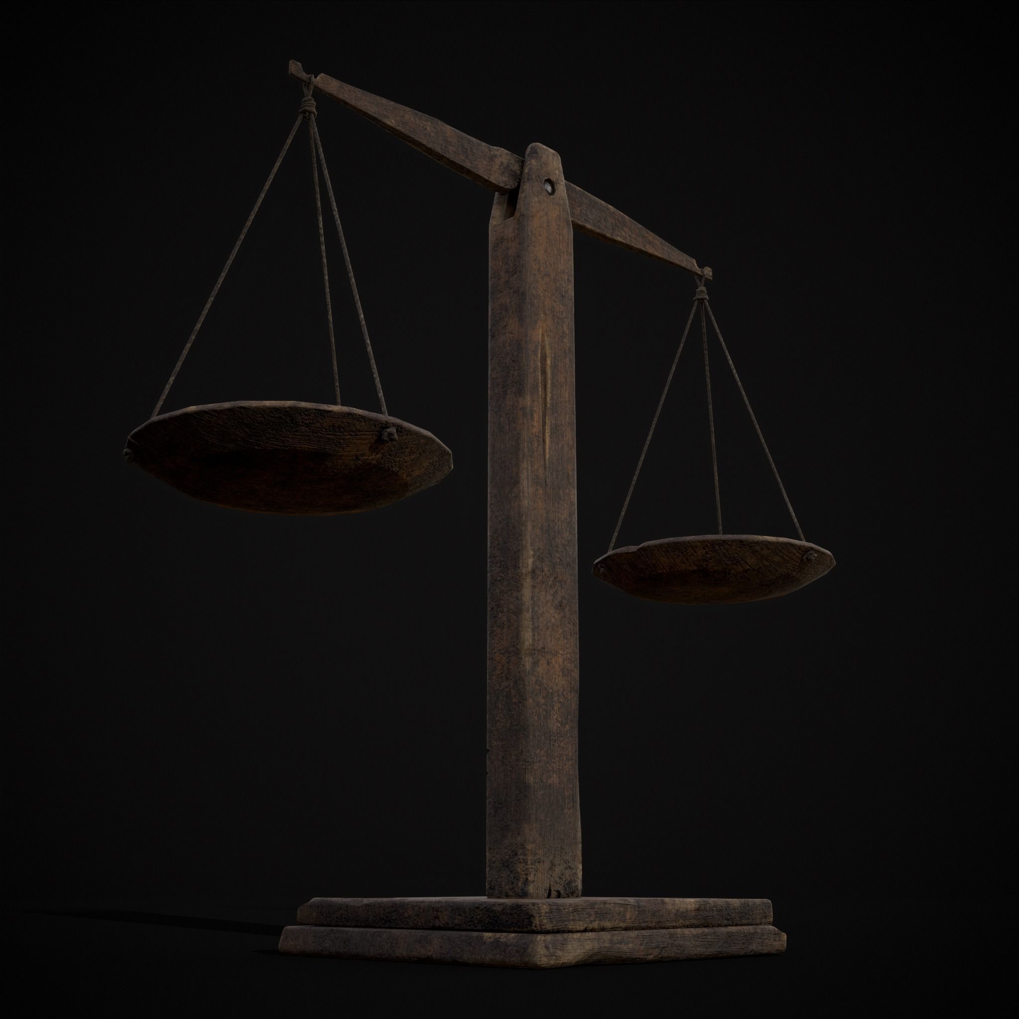 Old Wooden Scale Low-poly 3D model_7