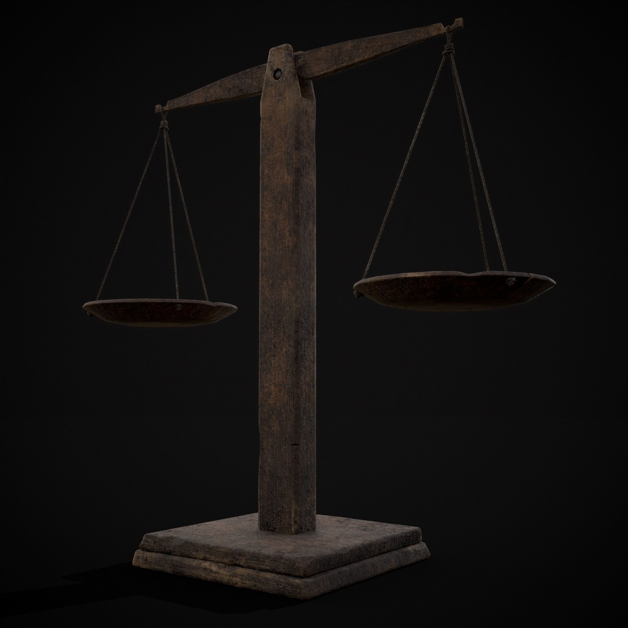 Old Wooden Scale Low-poly 3D model_31