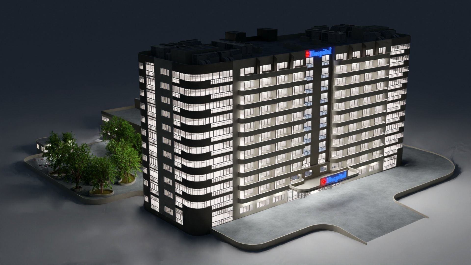 hospital building with interior  3D model_2