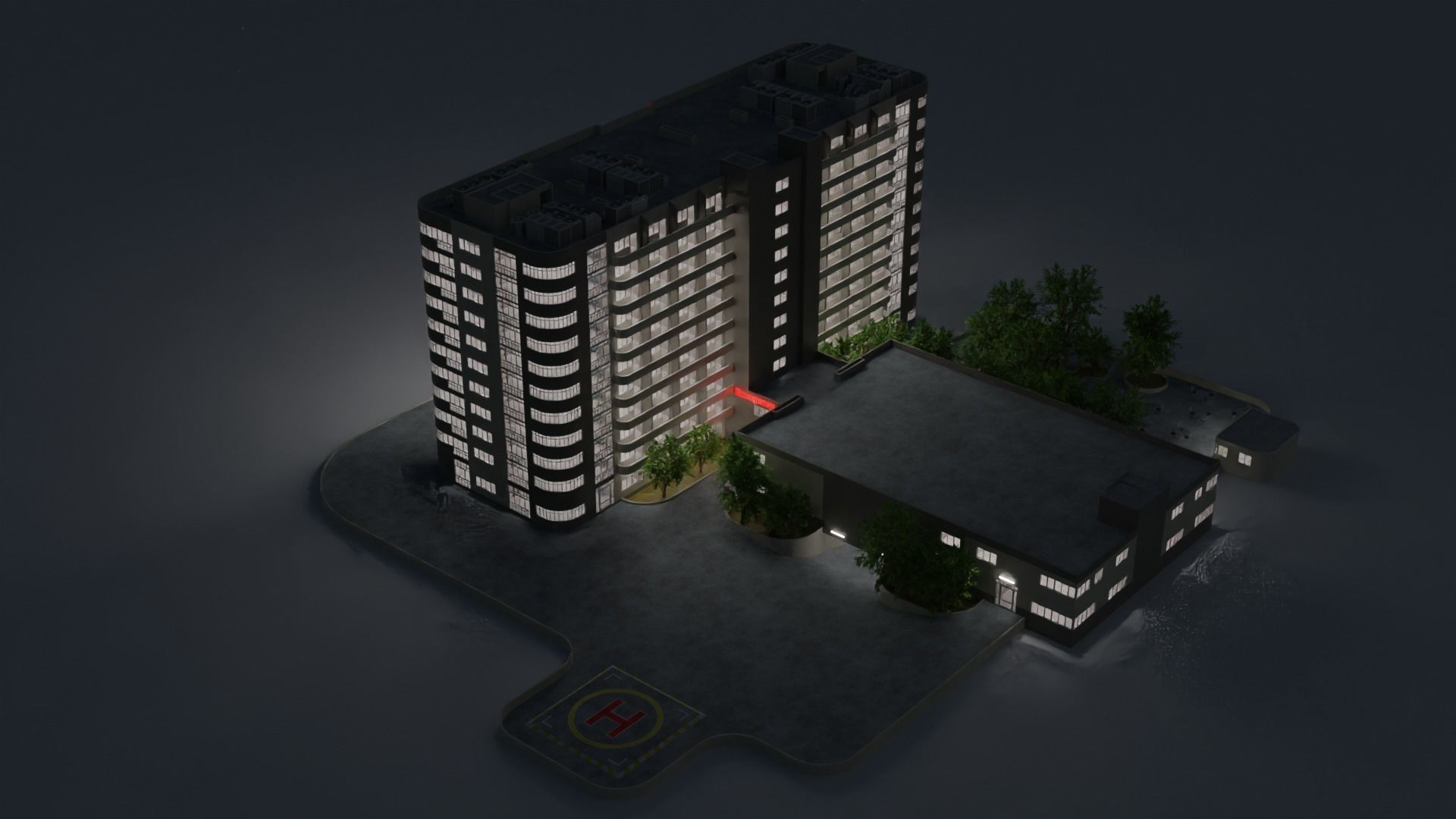 hospital building with interior  3D model_5