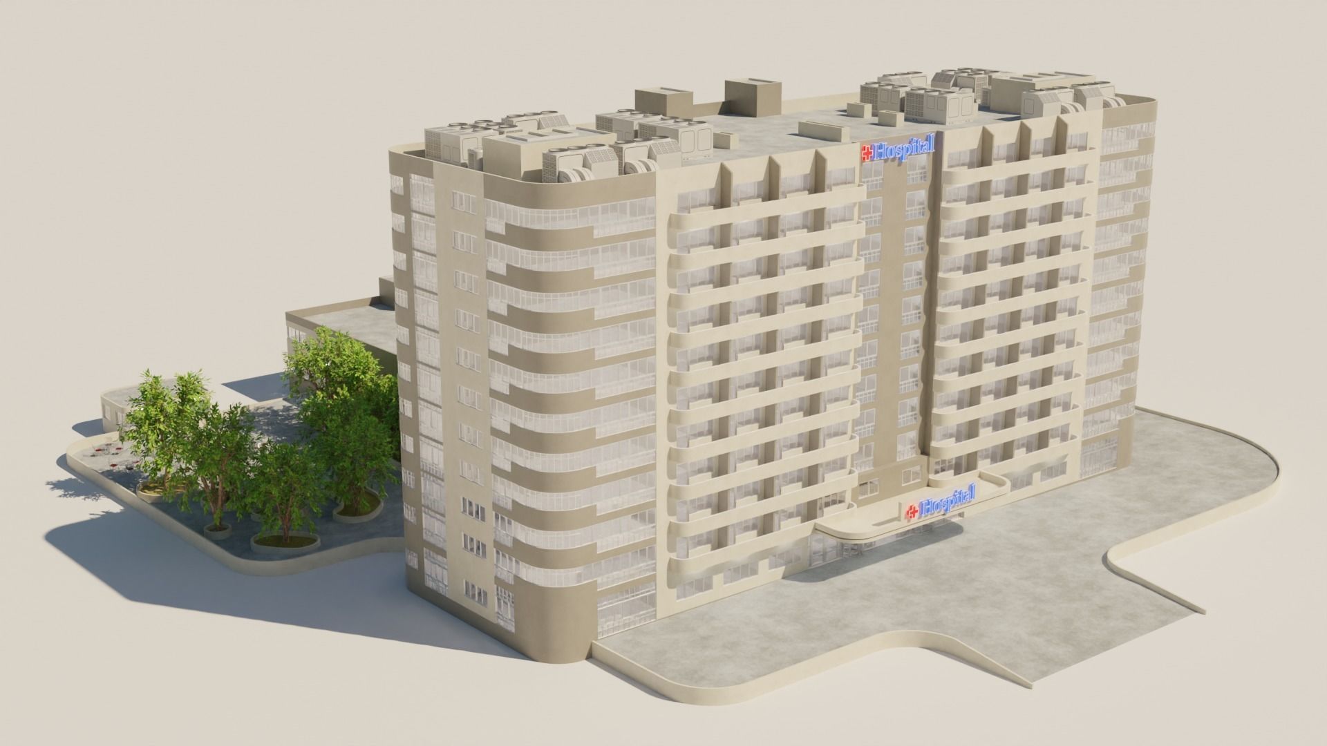 hospital building with interior  3D model_1