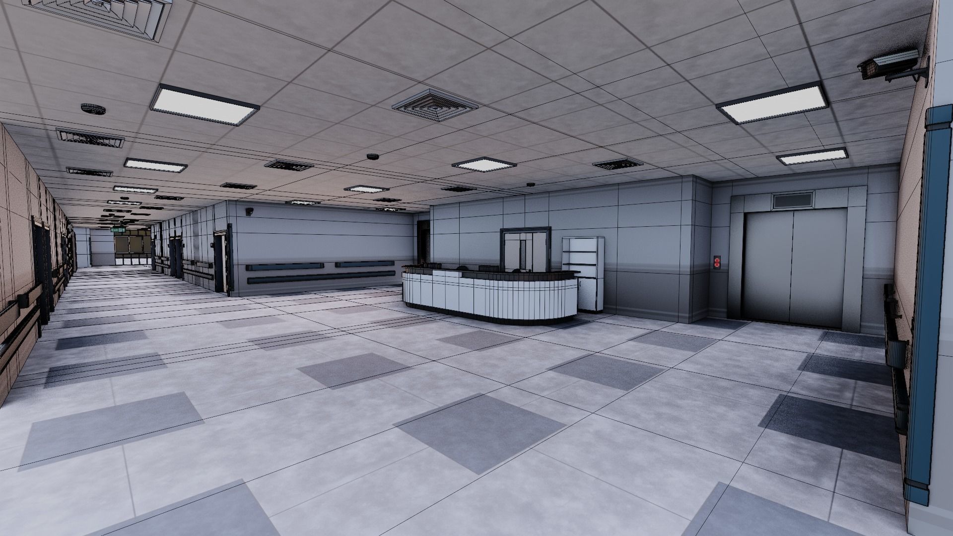 hospital building with interior  3D model_29