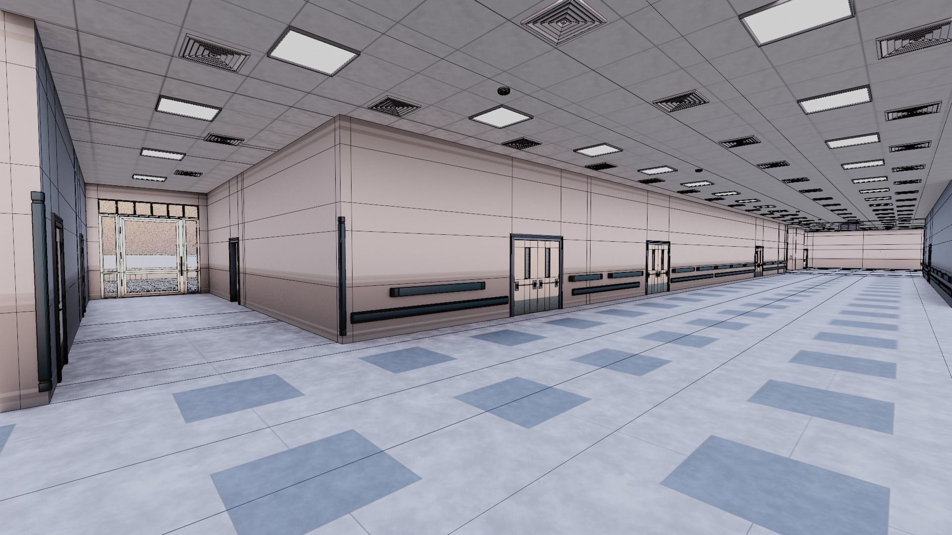 hospital building with interior  3D model_23