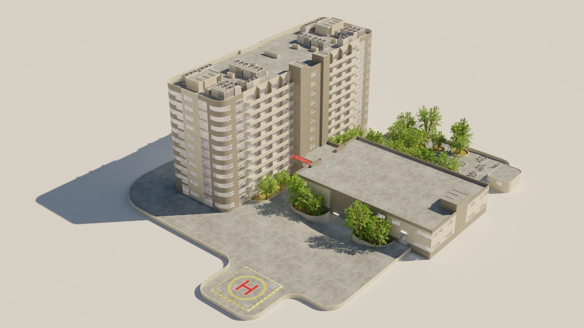 hospital building with interior  3D model_6